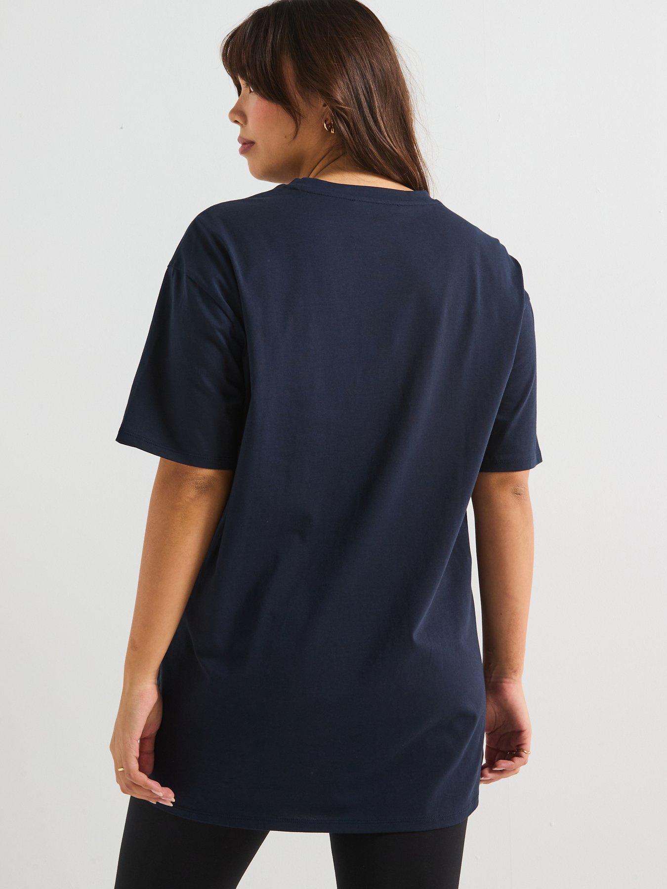  image of v-by-very-curve-nyc-oversized-t-shirt-navy
