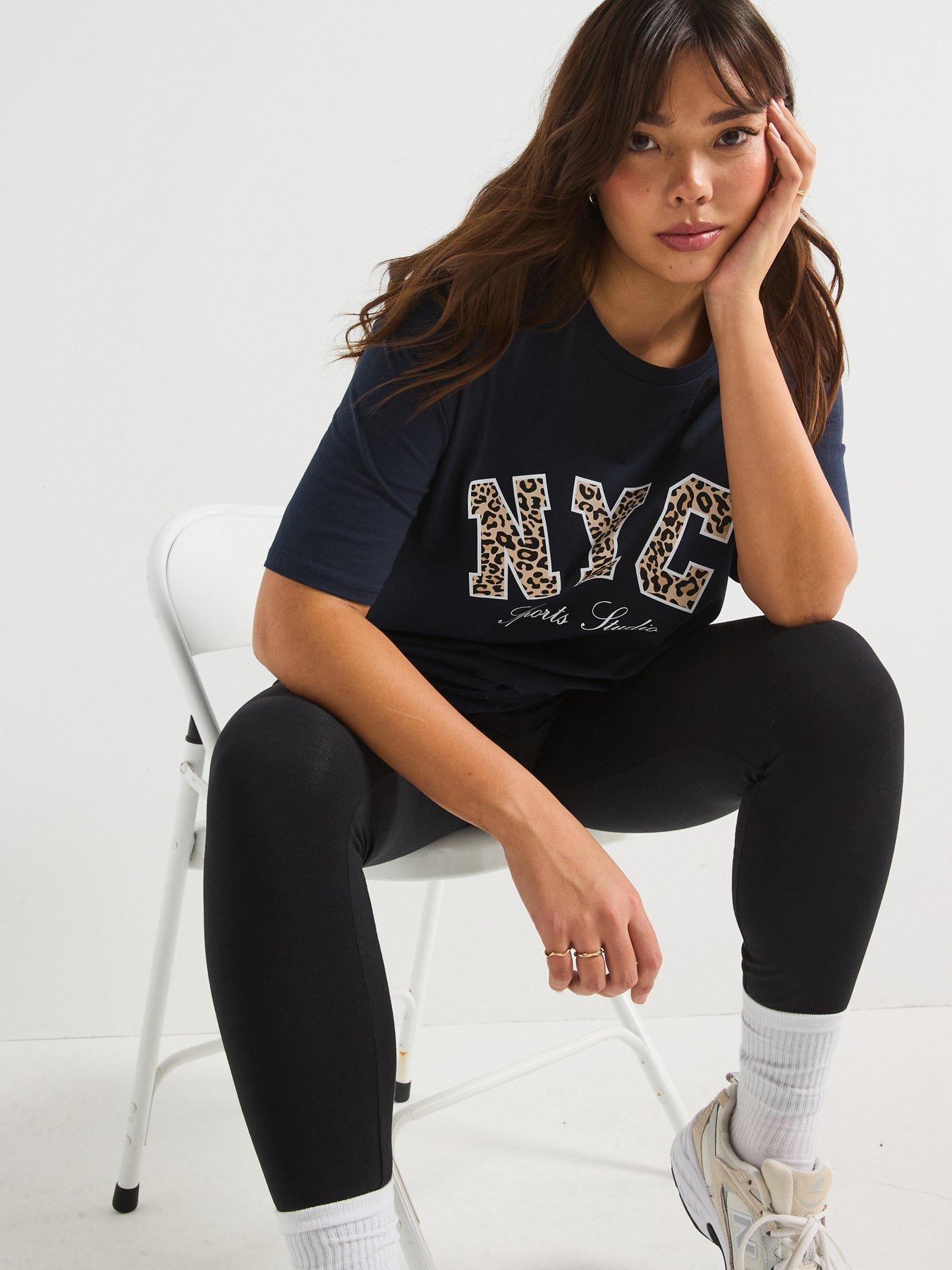  image of v-by-very-curve-nyc-oversized-t-shirt-navy