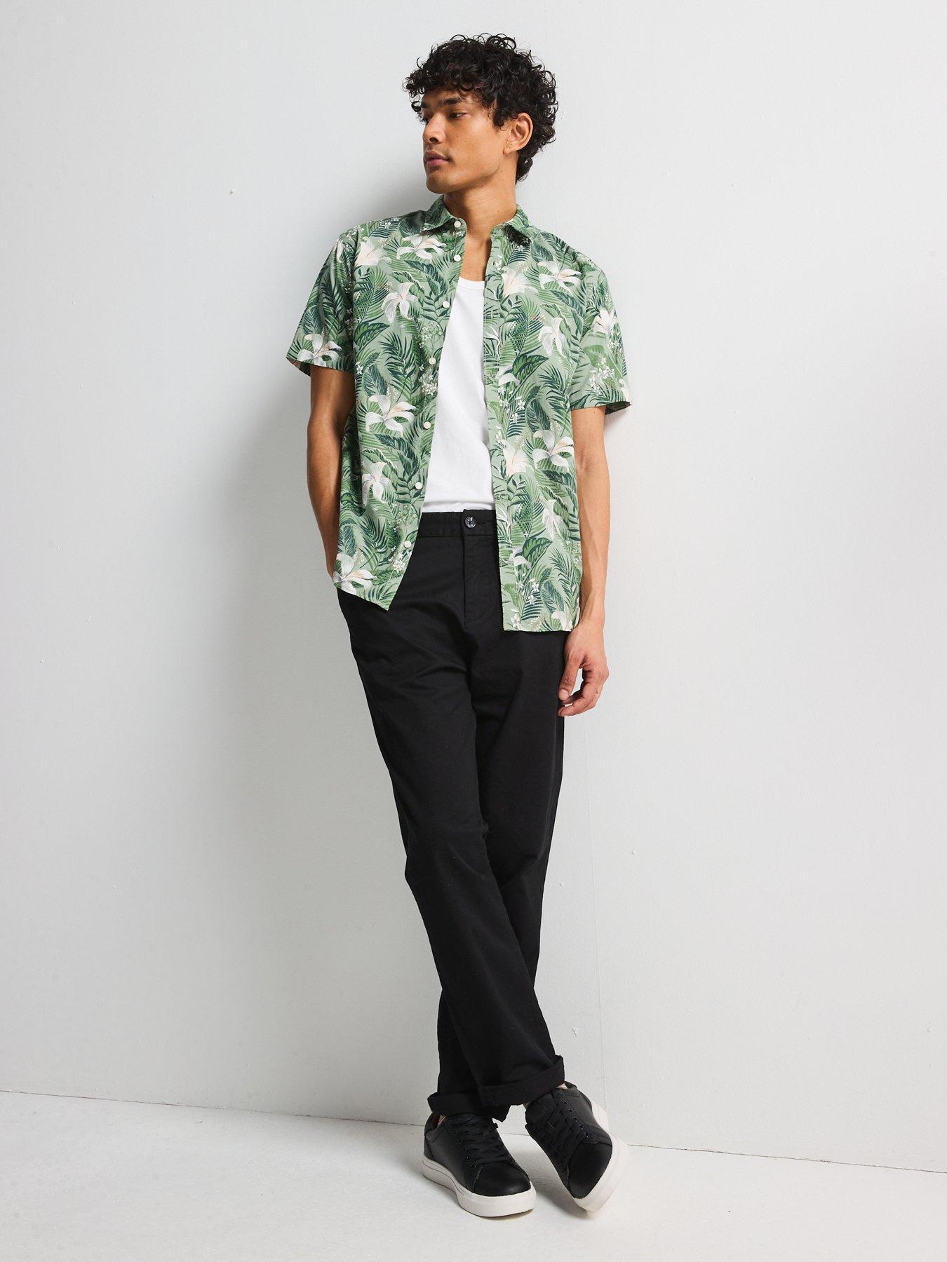  image of jack-jones-hawaii-all-over-floral-print-short-sleeve-shirt-light-green