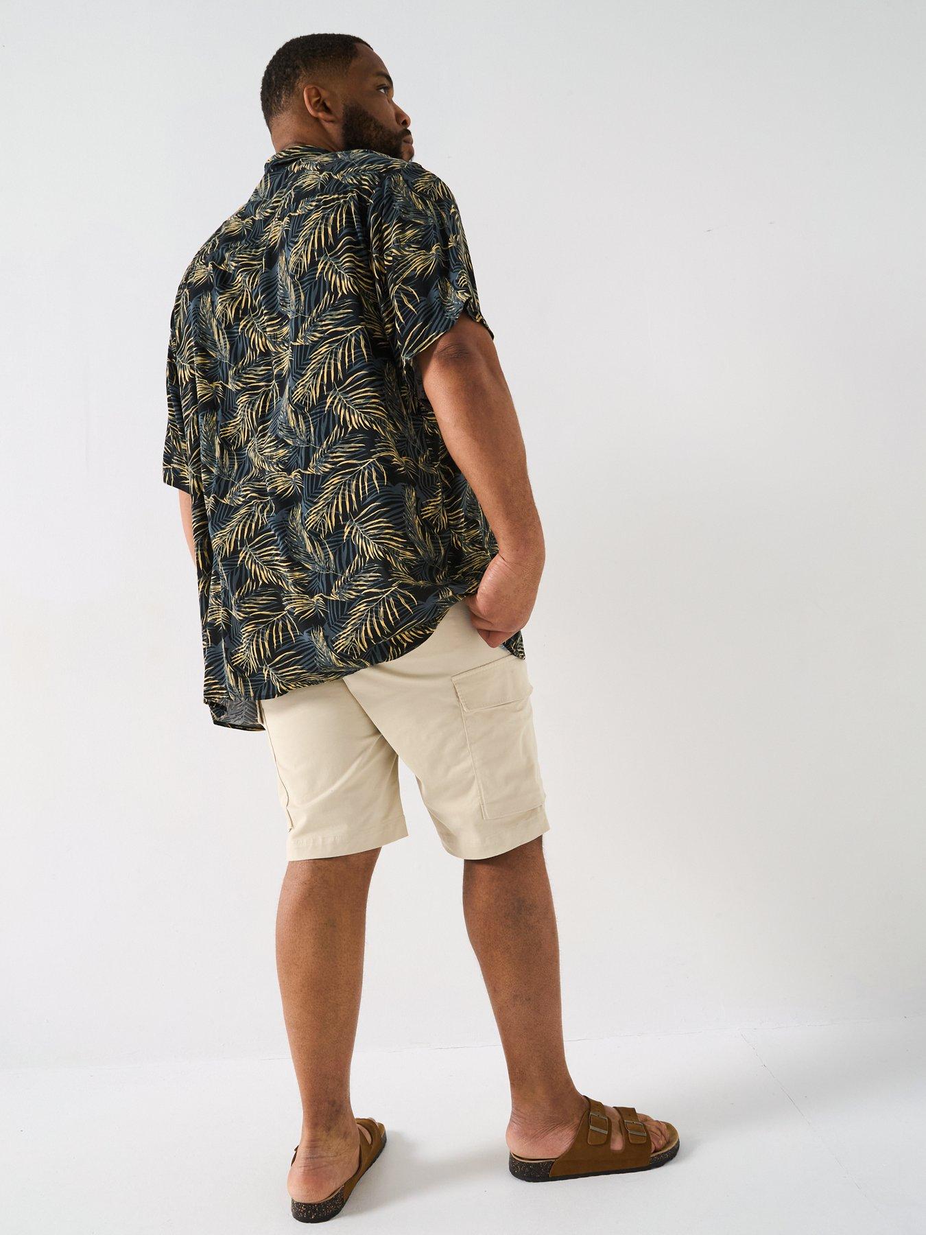  image of jack-jones-plus-size-jeff-tropical-print-resort-shirt-black