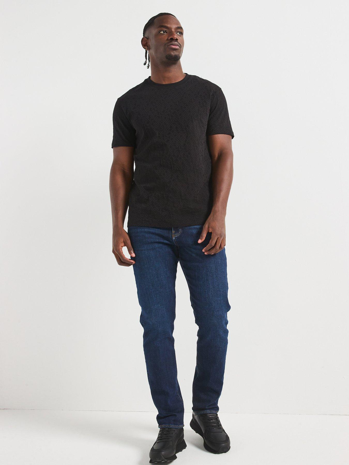  image of armani-exchange-embossed-print-crew-neck-t-shirt-black