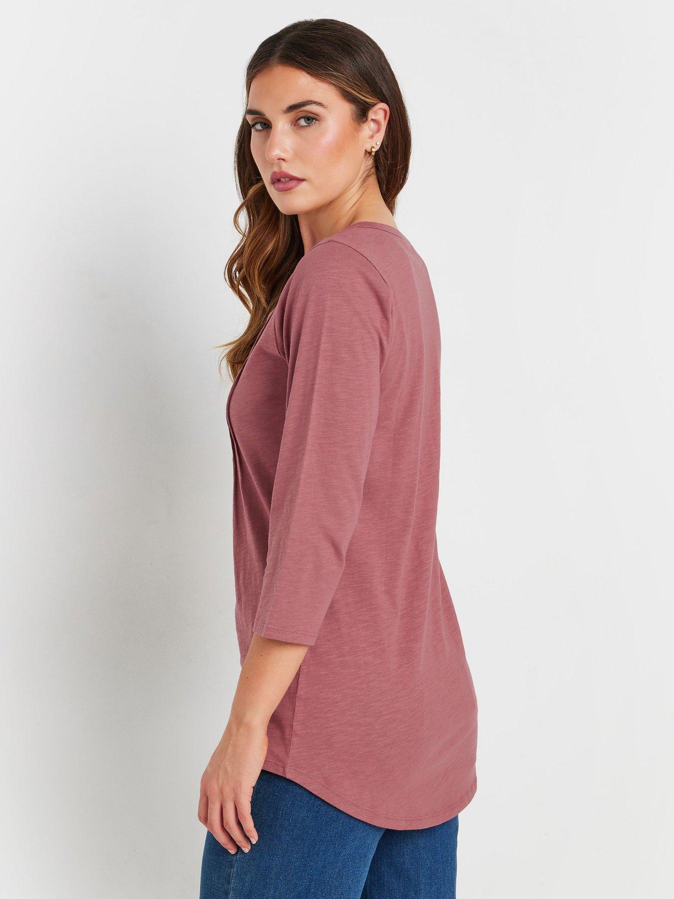  image of long-tall-sally-pintuck-henley-top-pink