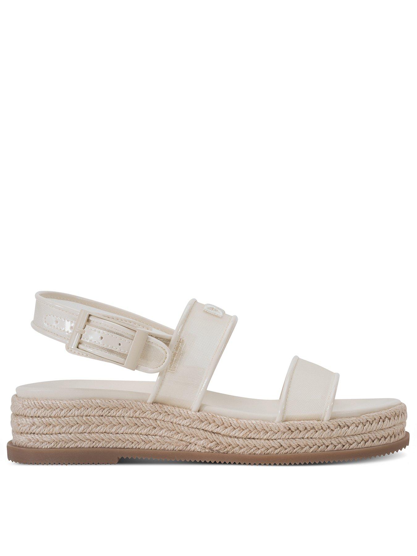DKNY Bernae Slingback Wedge Espadrille Sandals - White