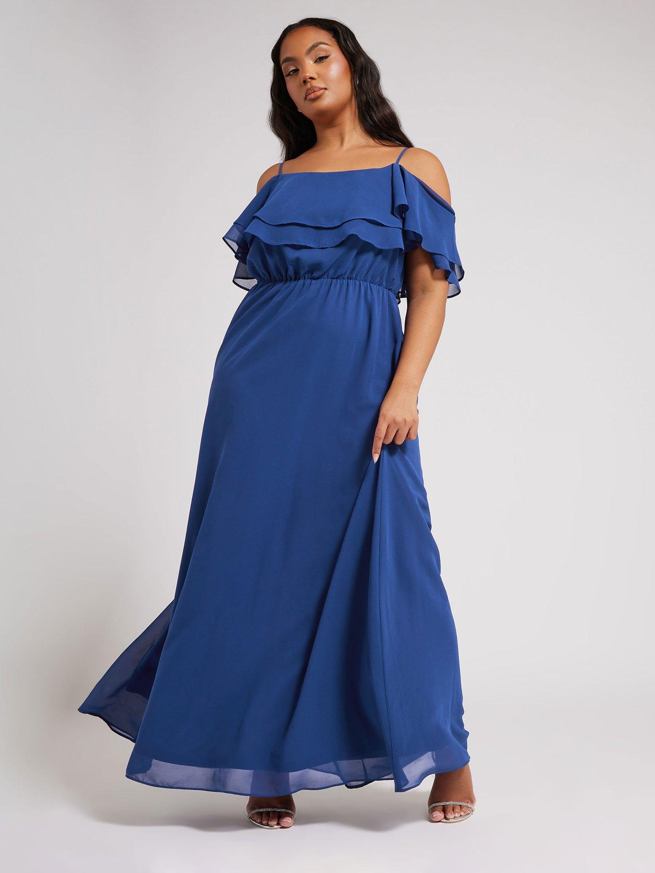 Yours Curve Cold Shoulder Dress - Blue | Littlewoods