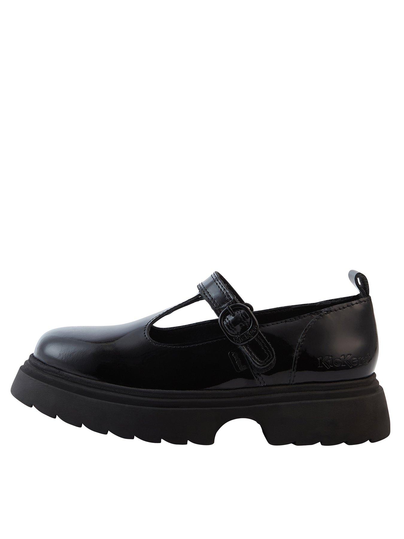 Kickers Kenzi T-Bar Junior Leather Shoe - Black