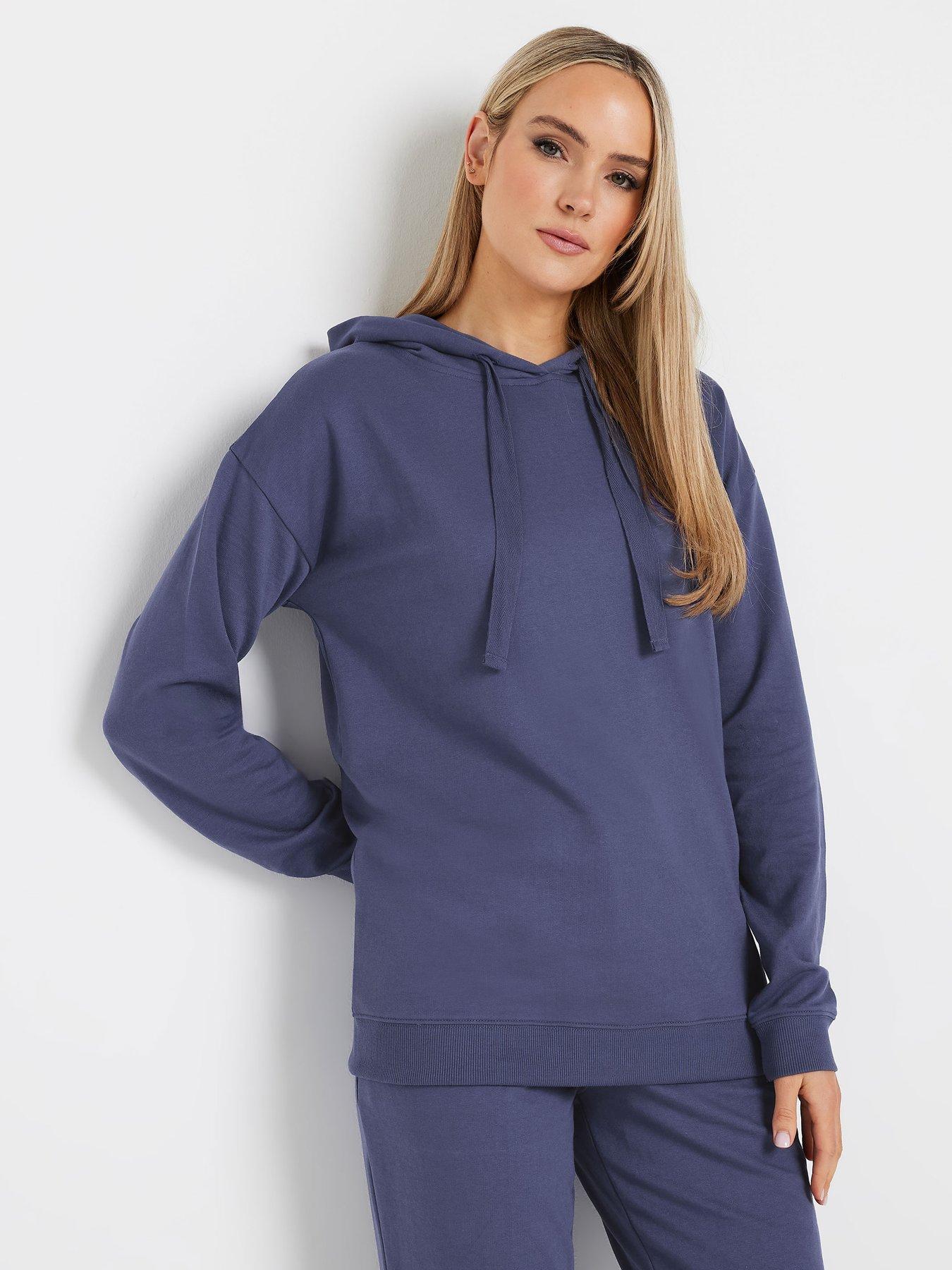 undefined Drop Shoulder Drawcord Hoodie - Blue