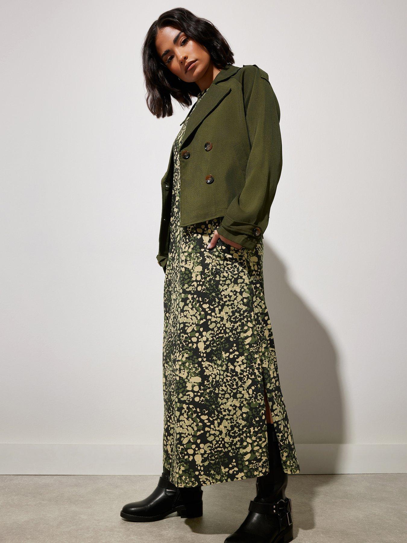 PixieGirl Petite Long Sleeve T Shirt Maxi Dress - Green | Littlewoods