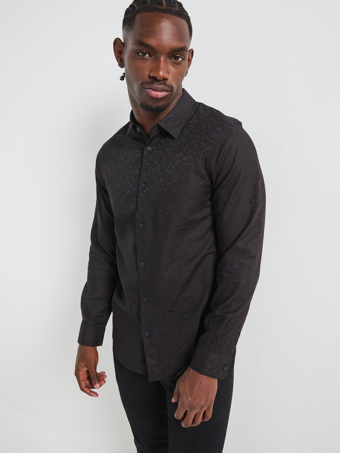 armani-exchange-printed-jacquard-shirt-black