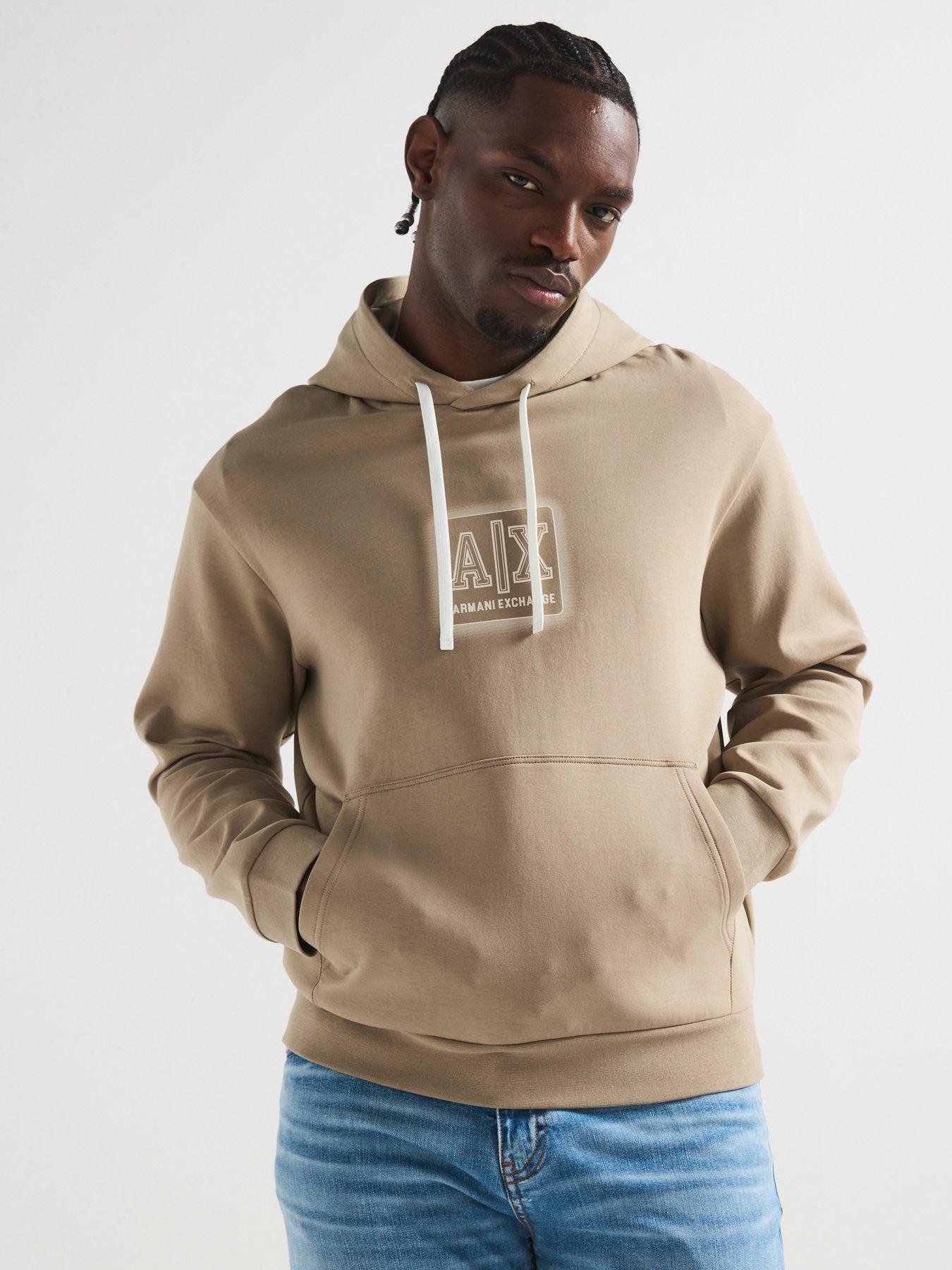 Image 1 of 4 of Armani Exchange Logo Bonded Hoodie - Beige