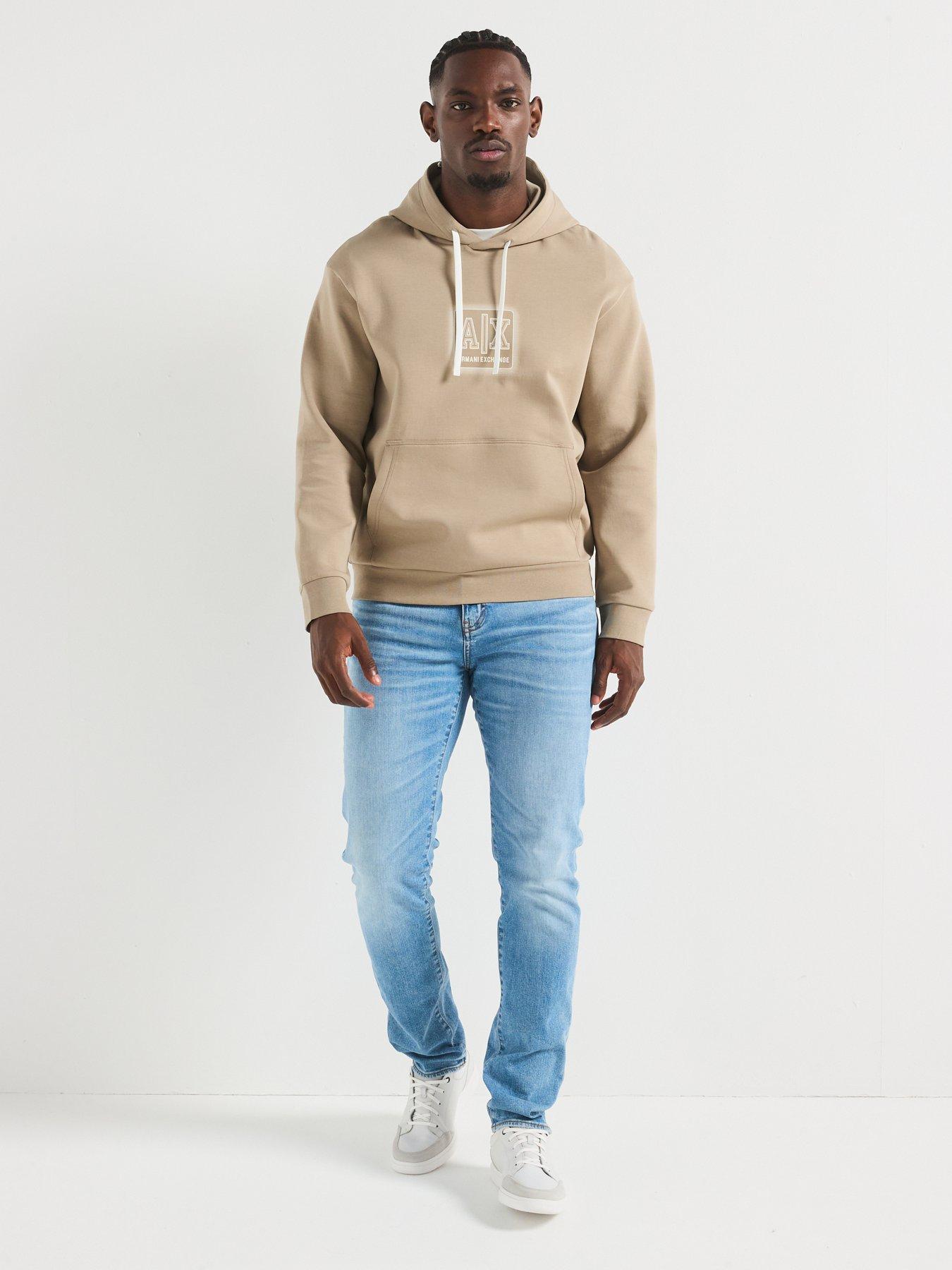 Image 3 of 4 of Armani Exchange Logo Bonded Hoodie - Beige