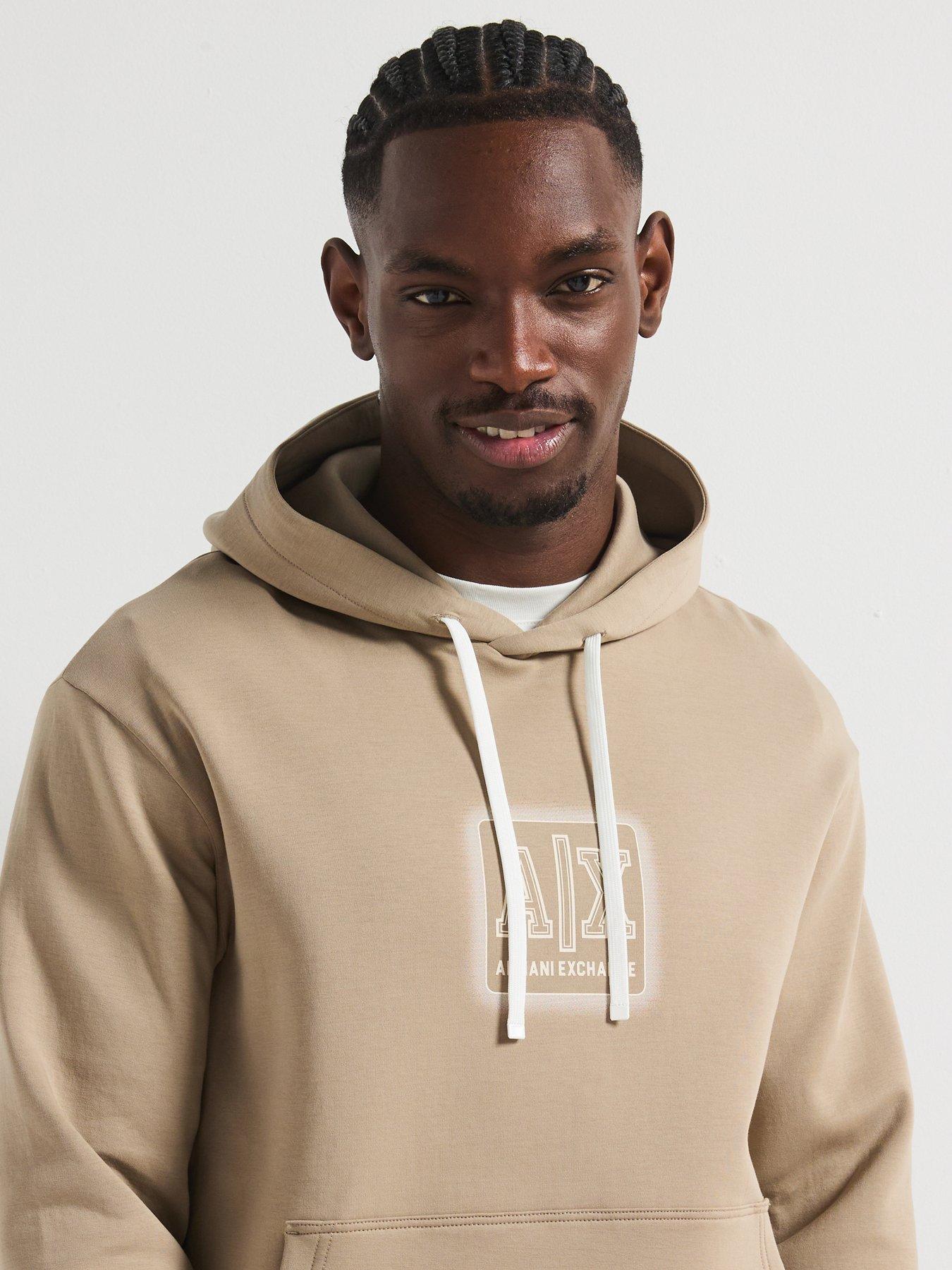 Image 4 of 4 of Armani Exchange Logo Bonded Hoodie - Beige