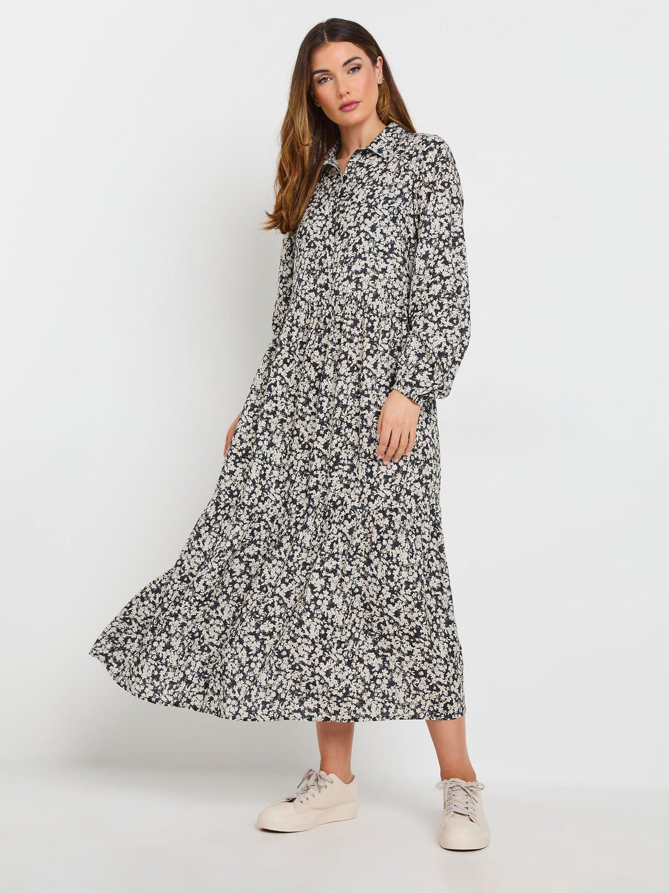 undefined Tall Ditsy Collar Tiered Smock Dress
