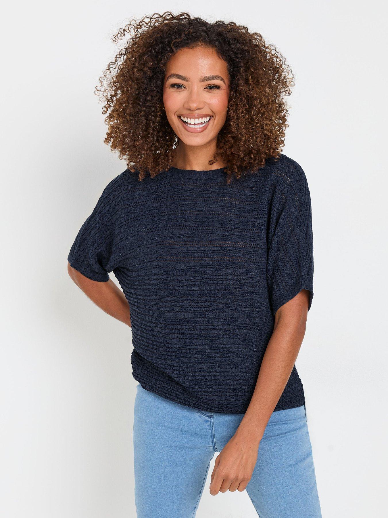  image of mco-slash-neck-short-sleeve-jumper-blue