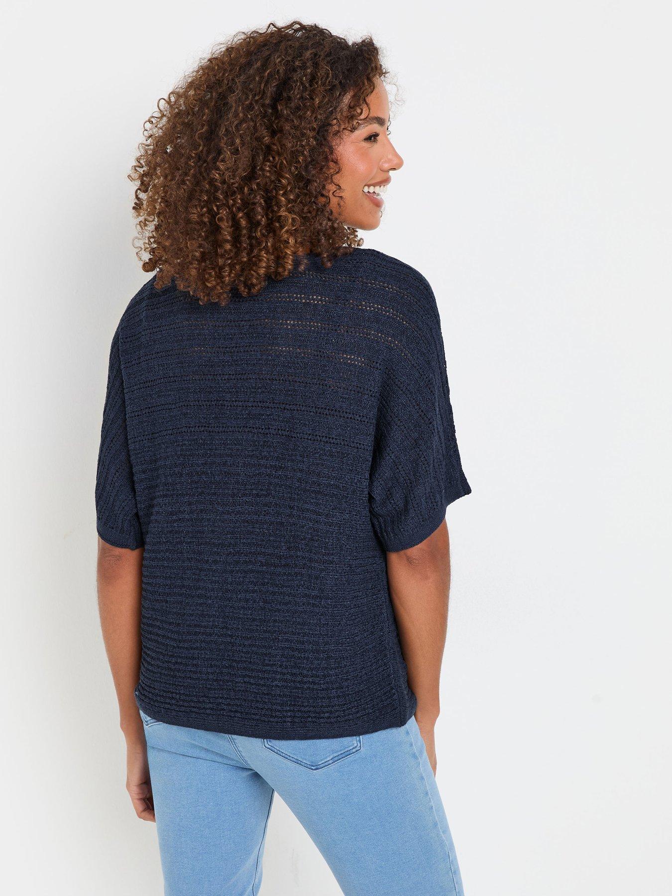  image of mco-slash-neck-short-sleeve-jumper-blue