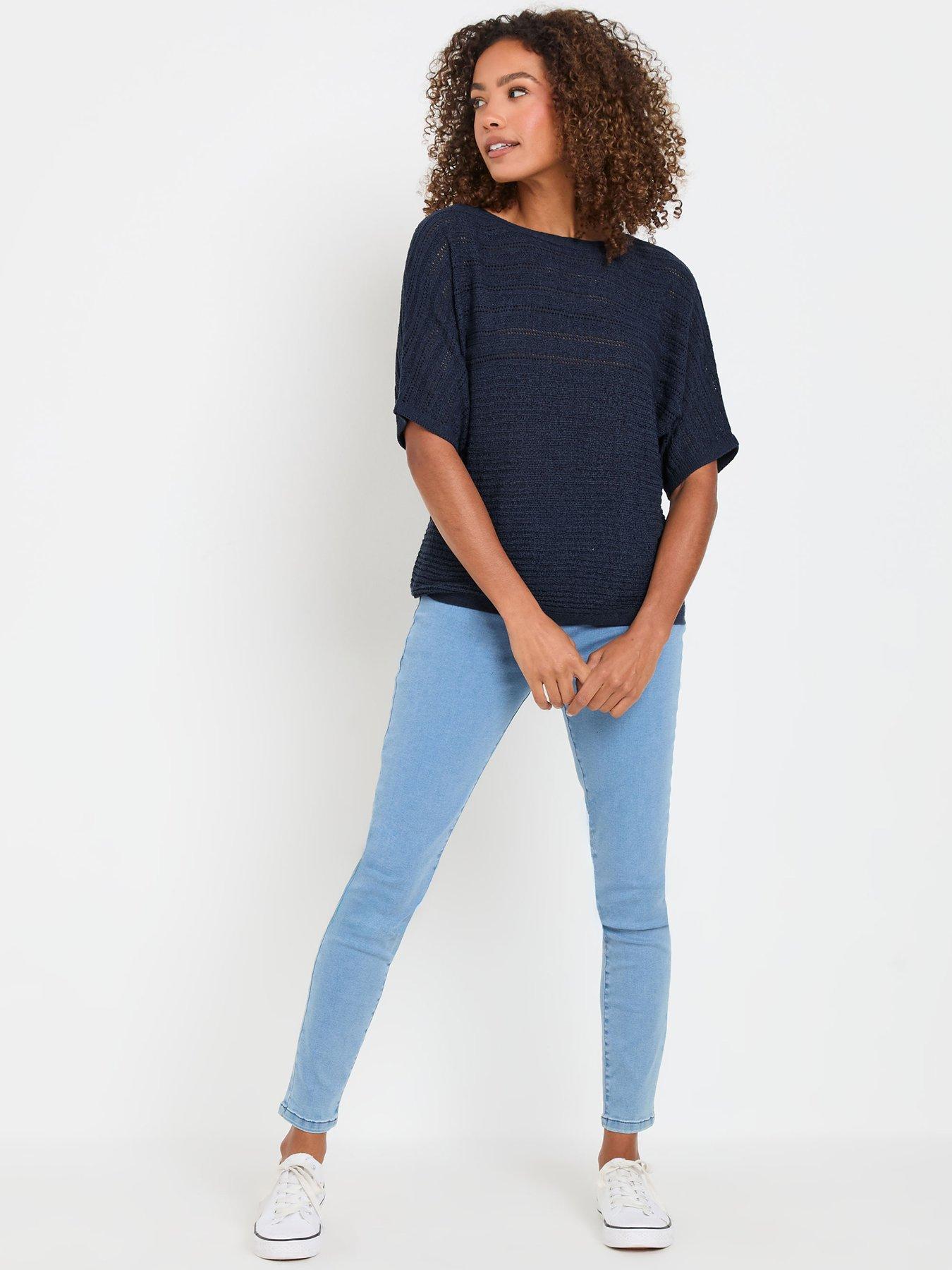  image of mco-slash-neck-short-sleeve-jumper-blue