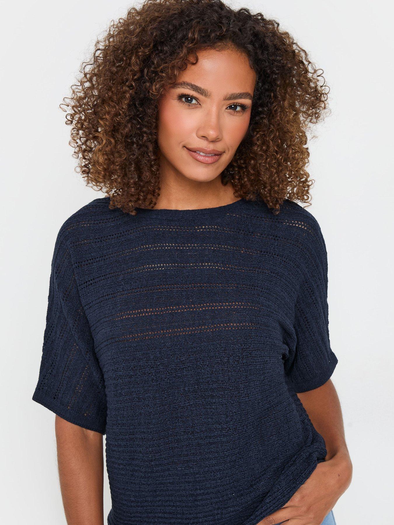  image of mco-slash-neck-short-sleeve-jumper-blue