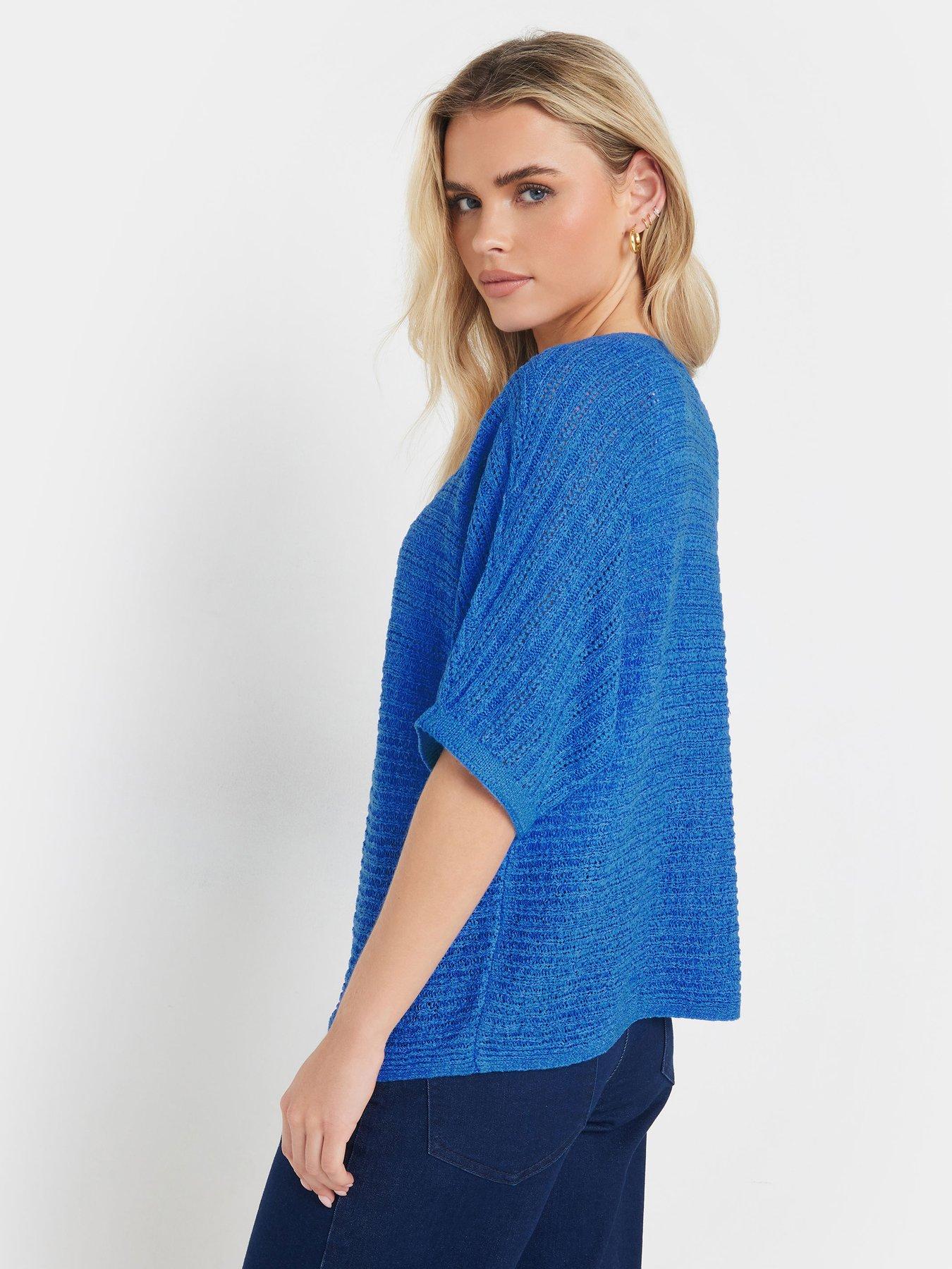 image of mco-petite-slash-neck-short-sleeve-jumper-blue