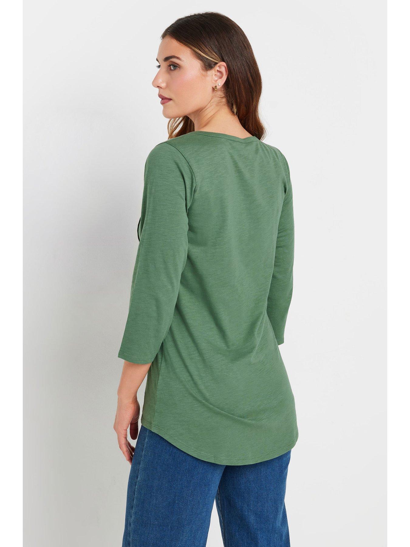 Image 2 of 4 of Long Tall Sally 2 Pack Pintuck Henley Top - Pink