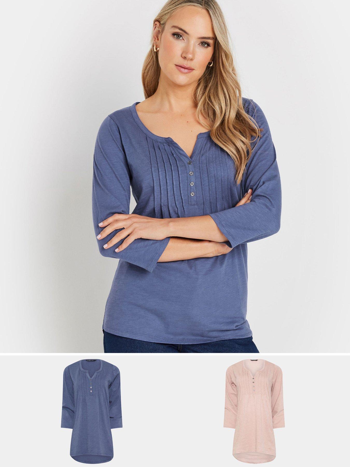 undefined Tall 2 Pack Pintuck Henley Top - Multi