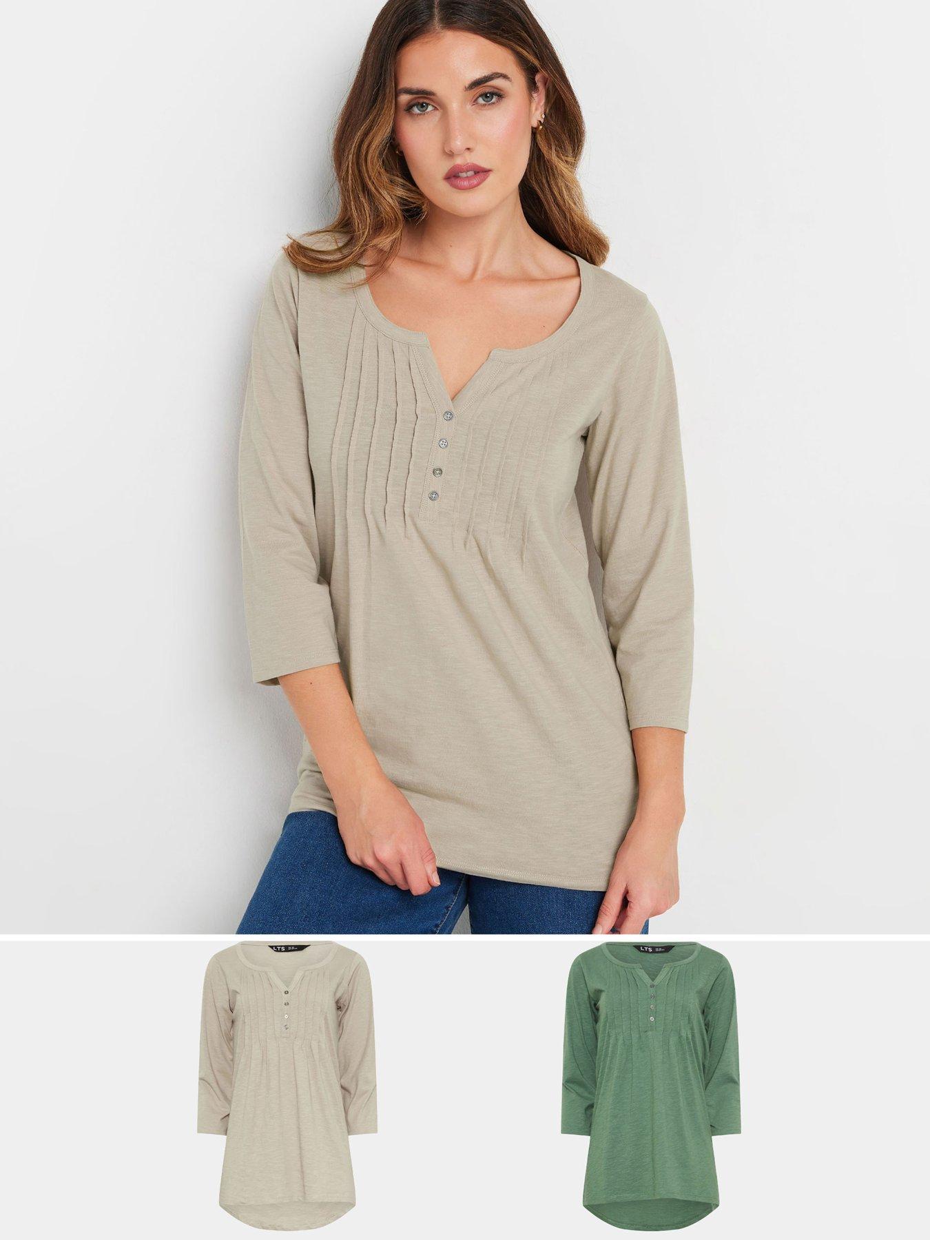 undefined Tall 2 Pack Pintuck Henley Top