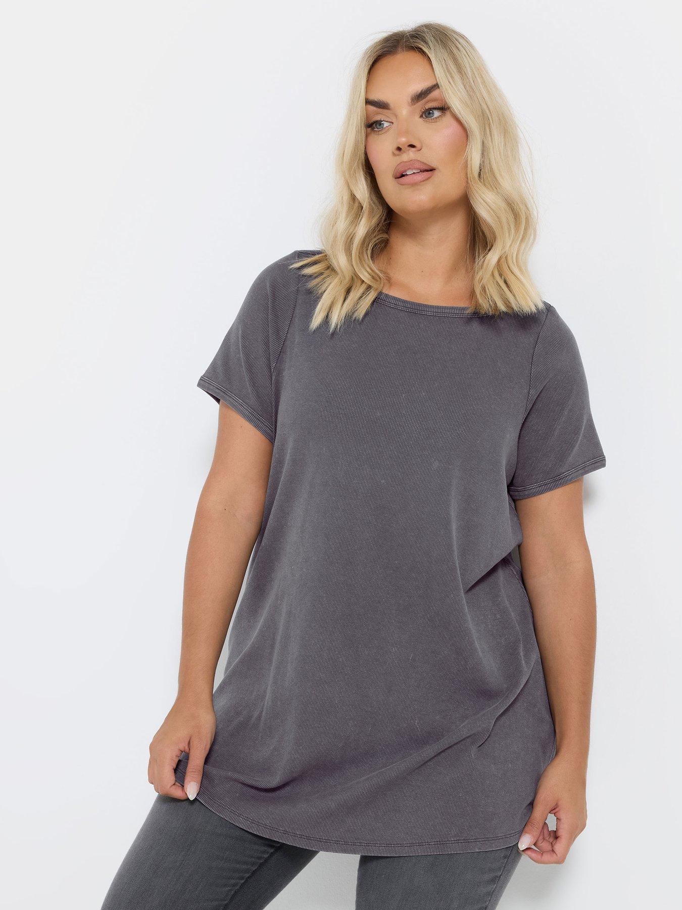 yours-curve-boat-neck-rib-swing-t-shirt-grey
