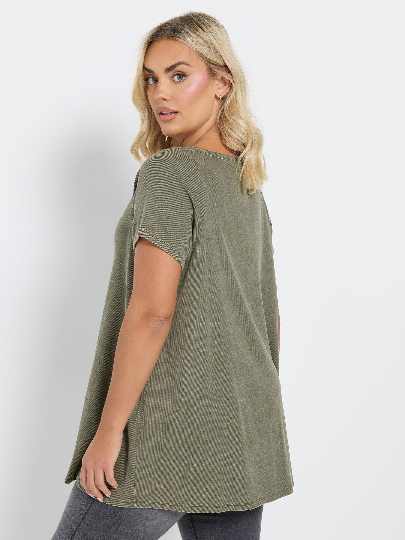  image of yours-curve-boat-neck-rib-swing-t-shirt-green