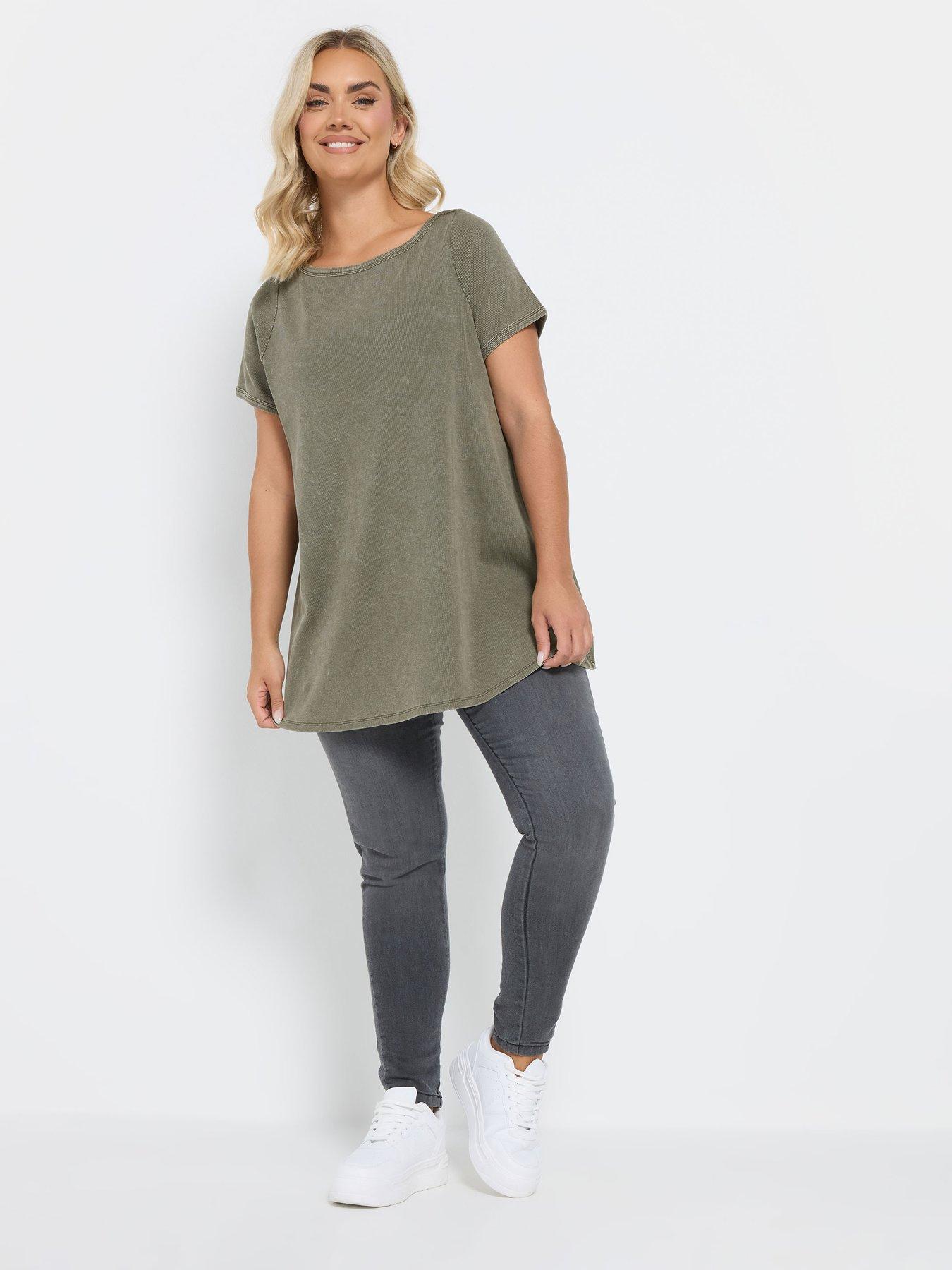  image of yours-curve-boat-neck-rib-swing-t-shirt-green