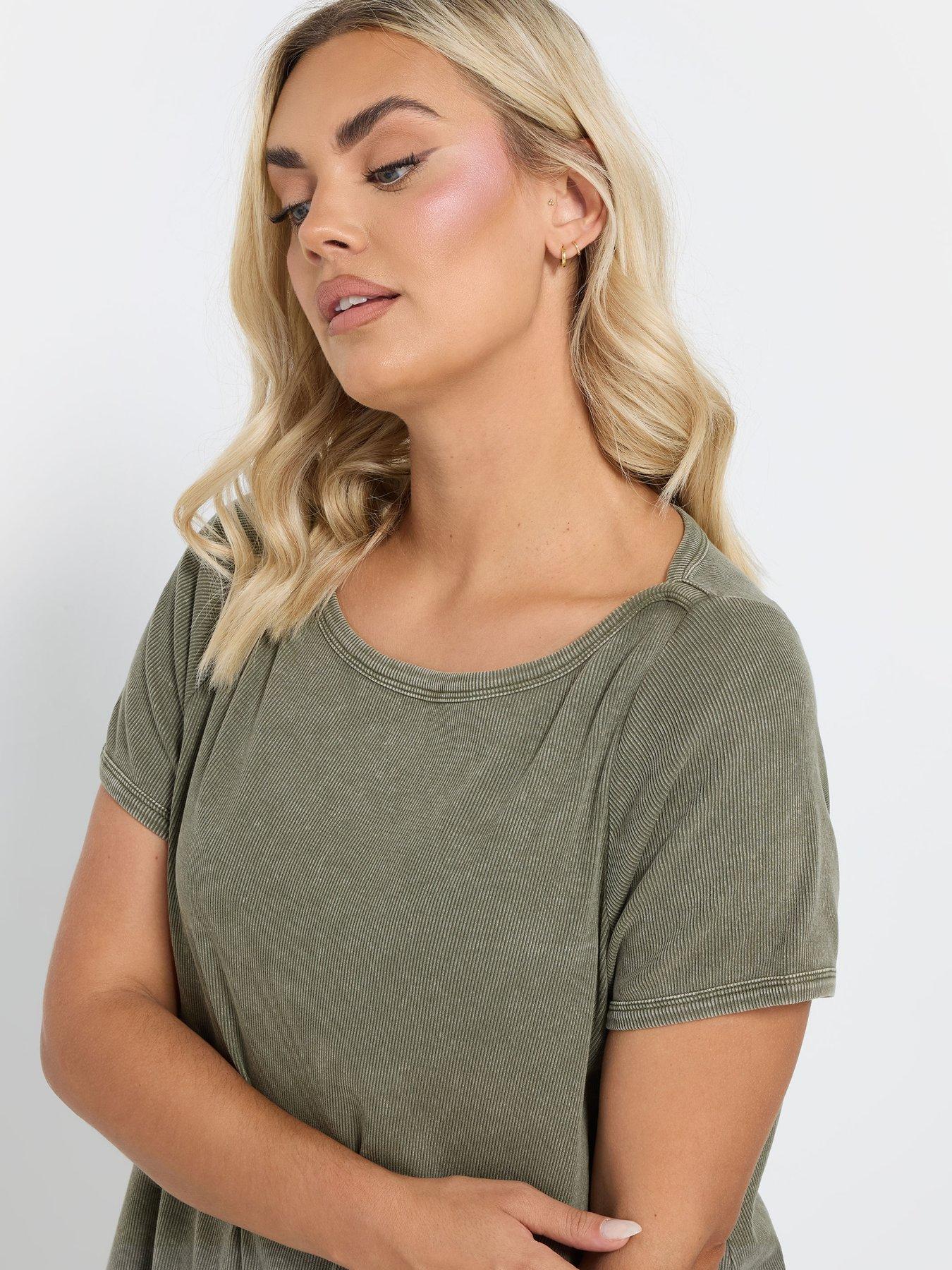  image of yours-curve-boat-neck-rib-swing-t-shirt-green