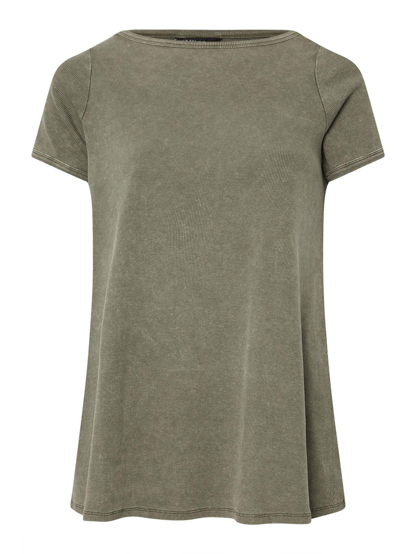  image of yours-curve-boat-neck-rib-swing-t-shirt-green
