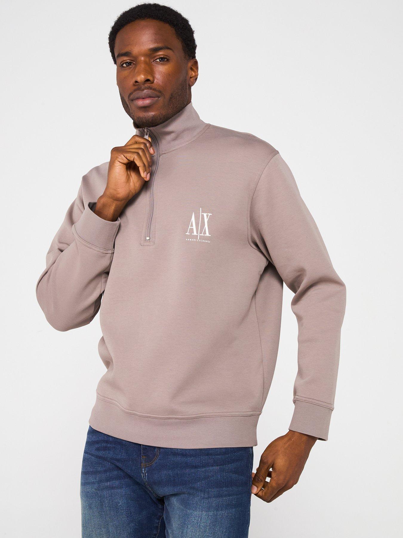 Armani Exchange Icon Project 1/4 Zip Sweat Top - Beige