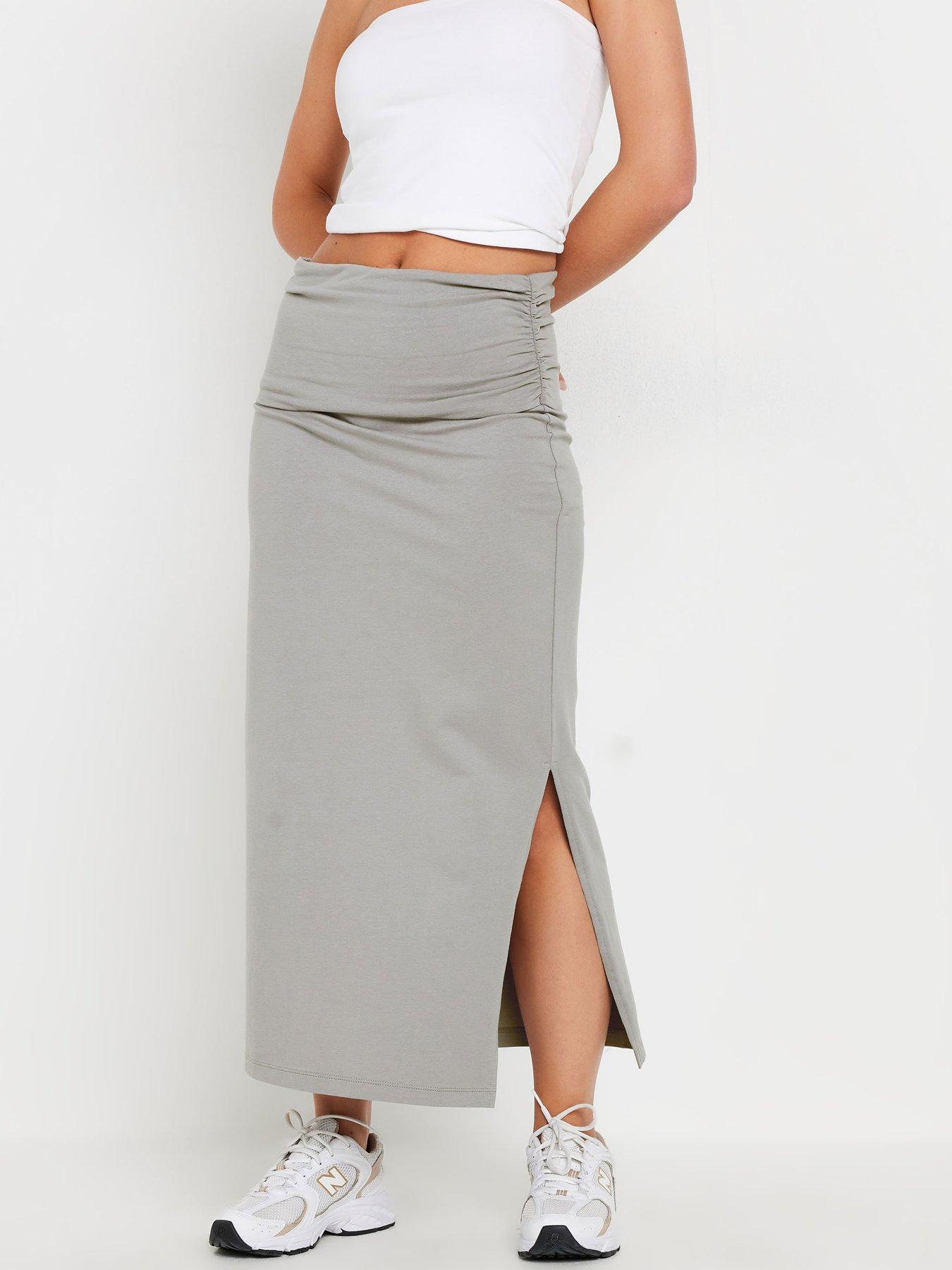 pixiegirl-petite-fold-over-waist-maxi-skirt-grey