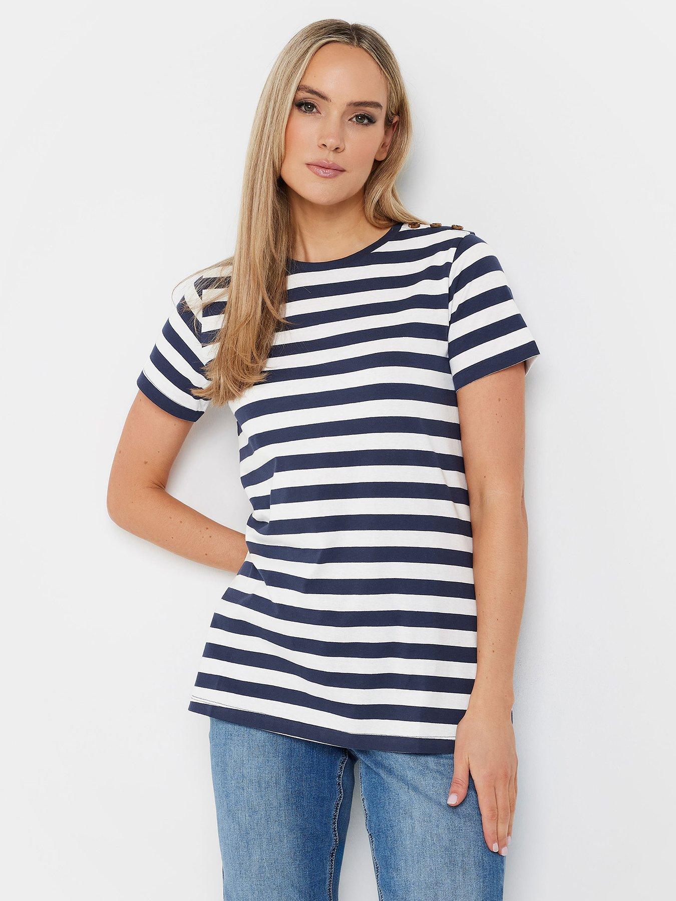  image of long-tall-sally-stripe-button-shoulder-t-shirt-blue