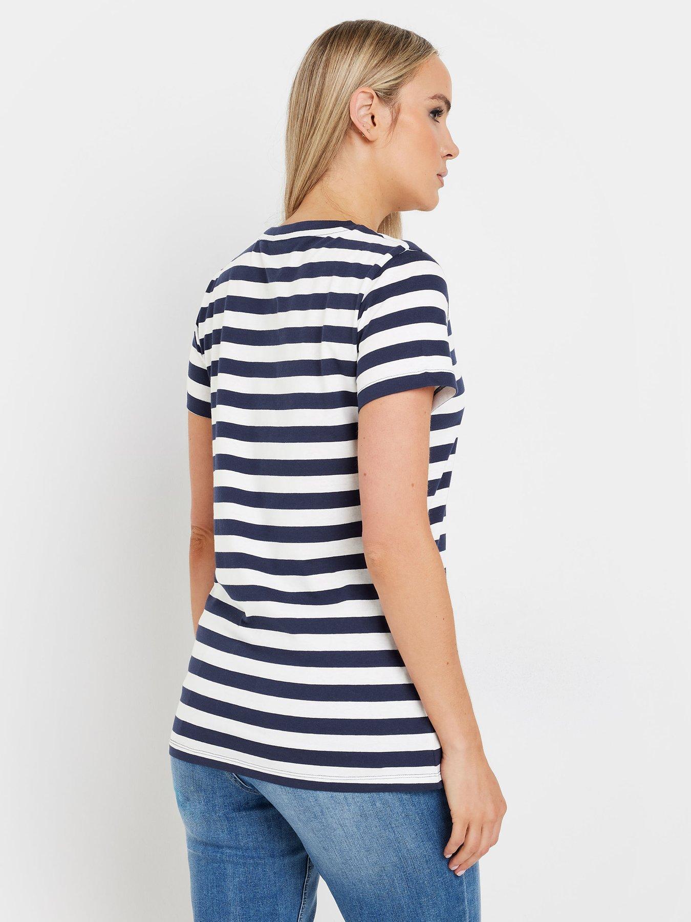  image of long-tall-sally-stripe-button-shoulder-t-shirt-blue