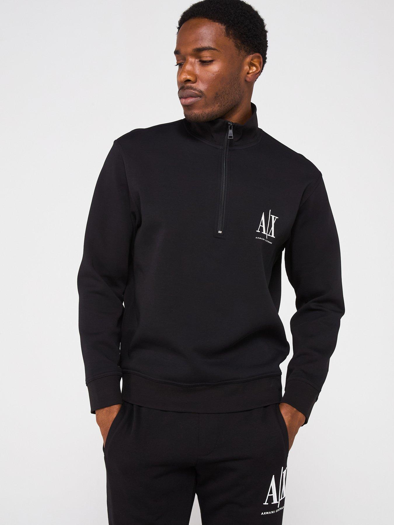 Armani Exchange Icon Project 1/4 Zip Sweat Top - Black | Littlewoods