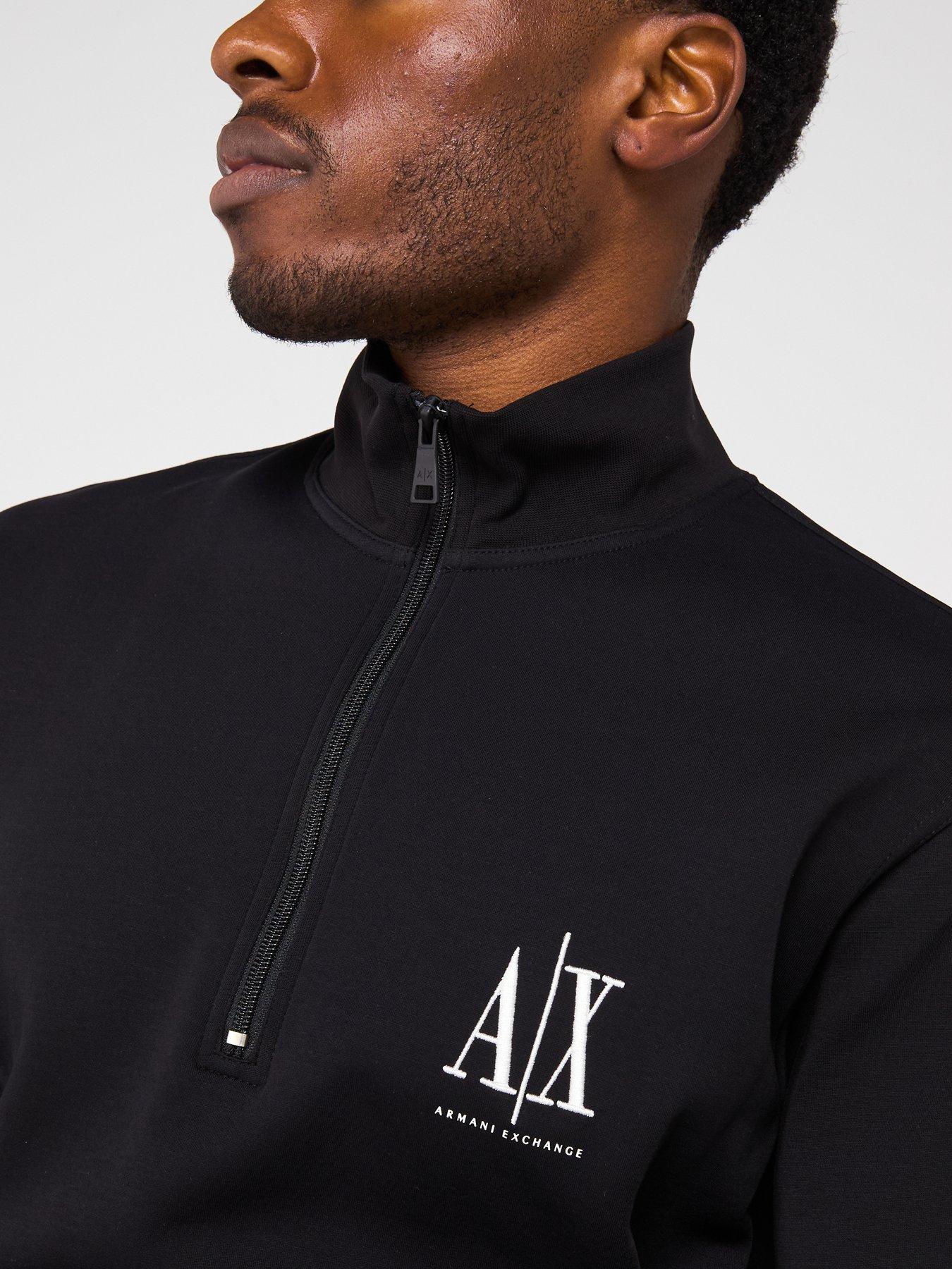 Armani Exchange Icon Project 1/4 Zip Sweat Top - Black | Littlewoods