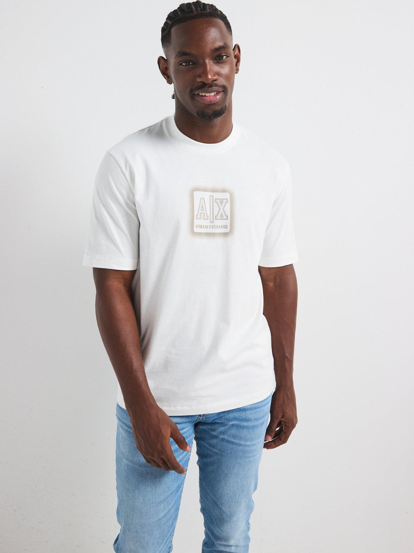 Armani Exchange Logo Crew Neck T-Shirt - Off White