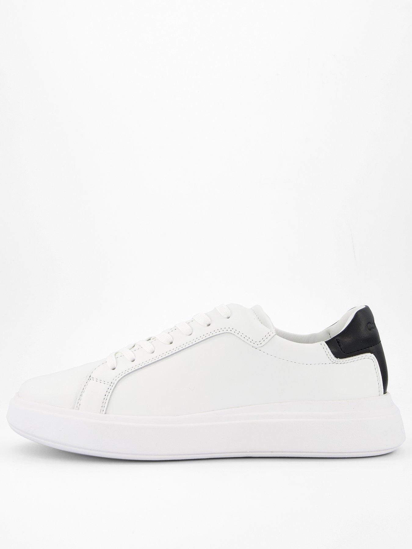 Calvin Klein Low Top Leather Lace Up Sneaker - White/Black