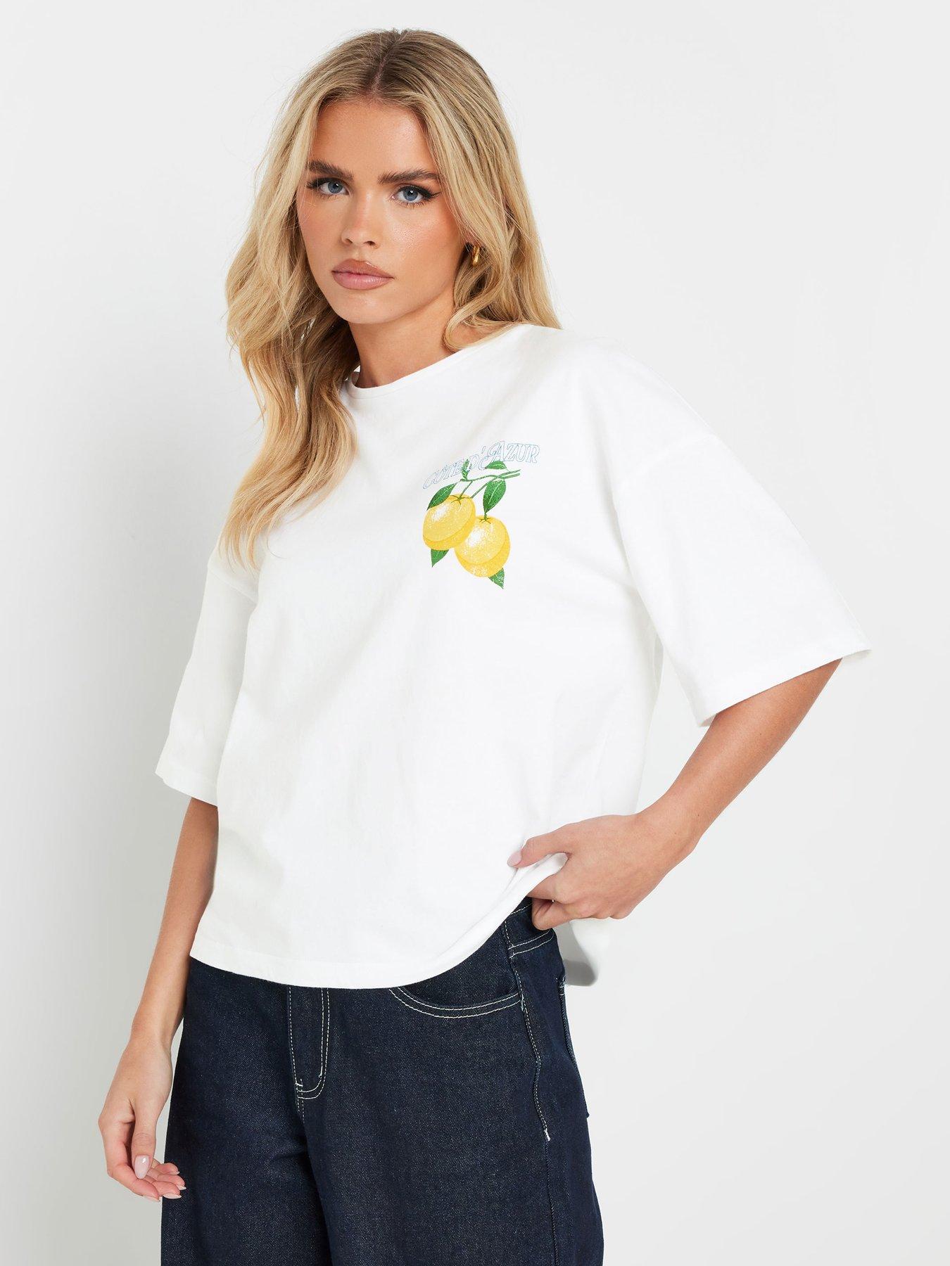 undefined Petite St Tropez Lemons T Shirt - White