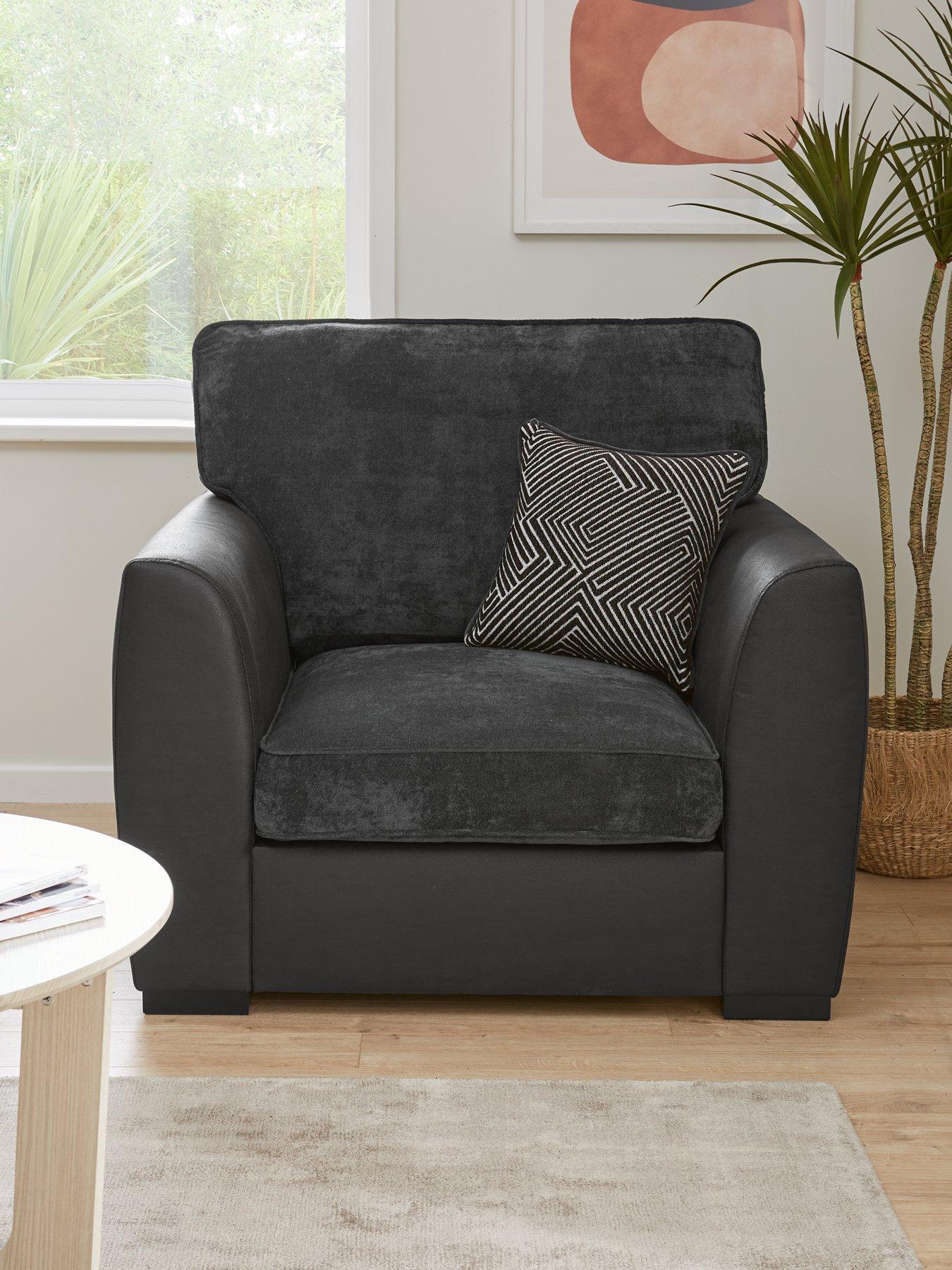 Very Home Cabo Fabric and Faux Leather Armchair - Charcoal - FSC® Certified