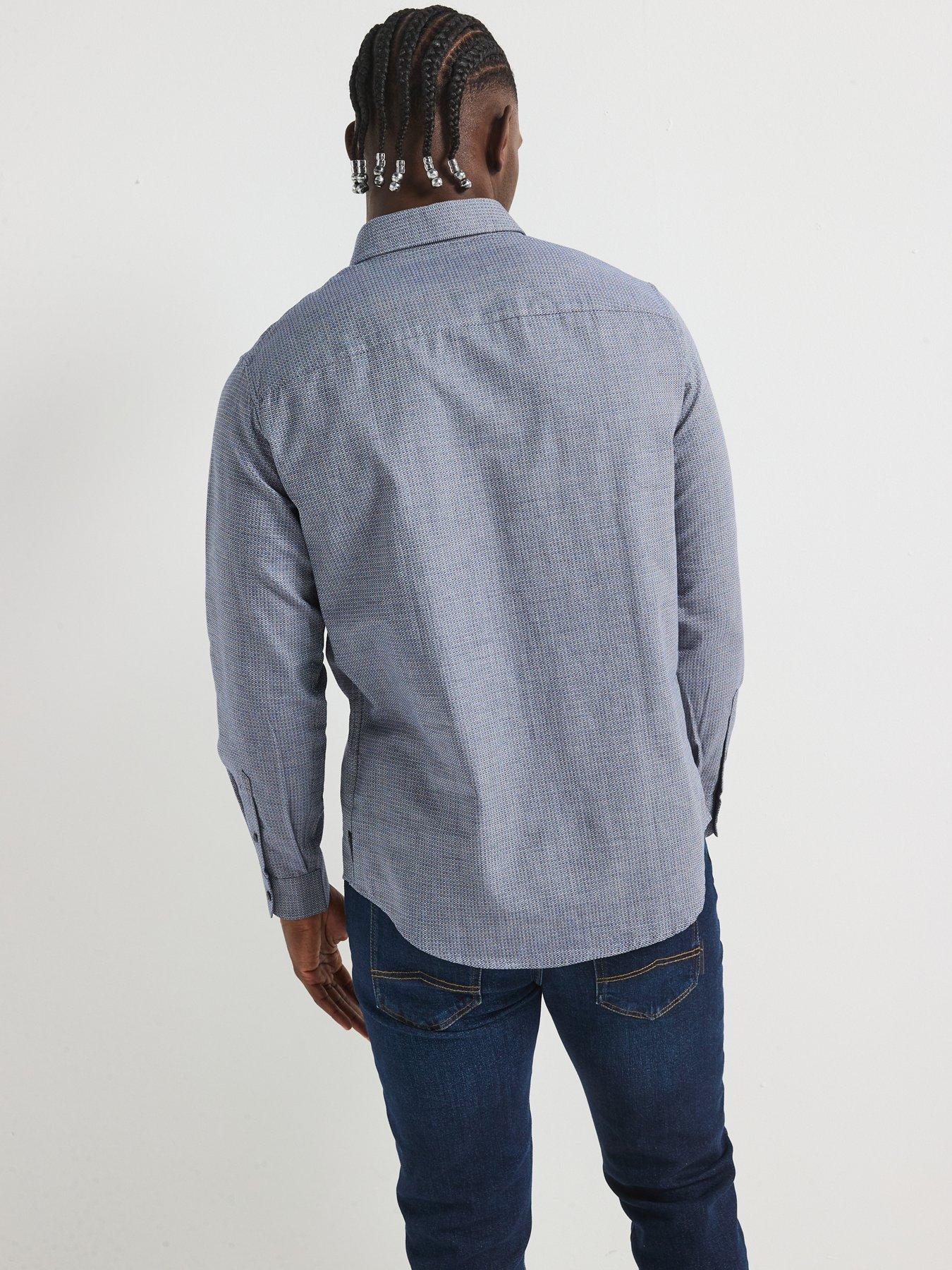  image of armani-exchange-printed-shirt-blue