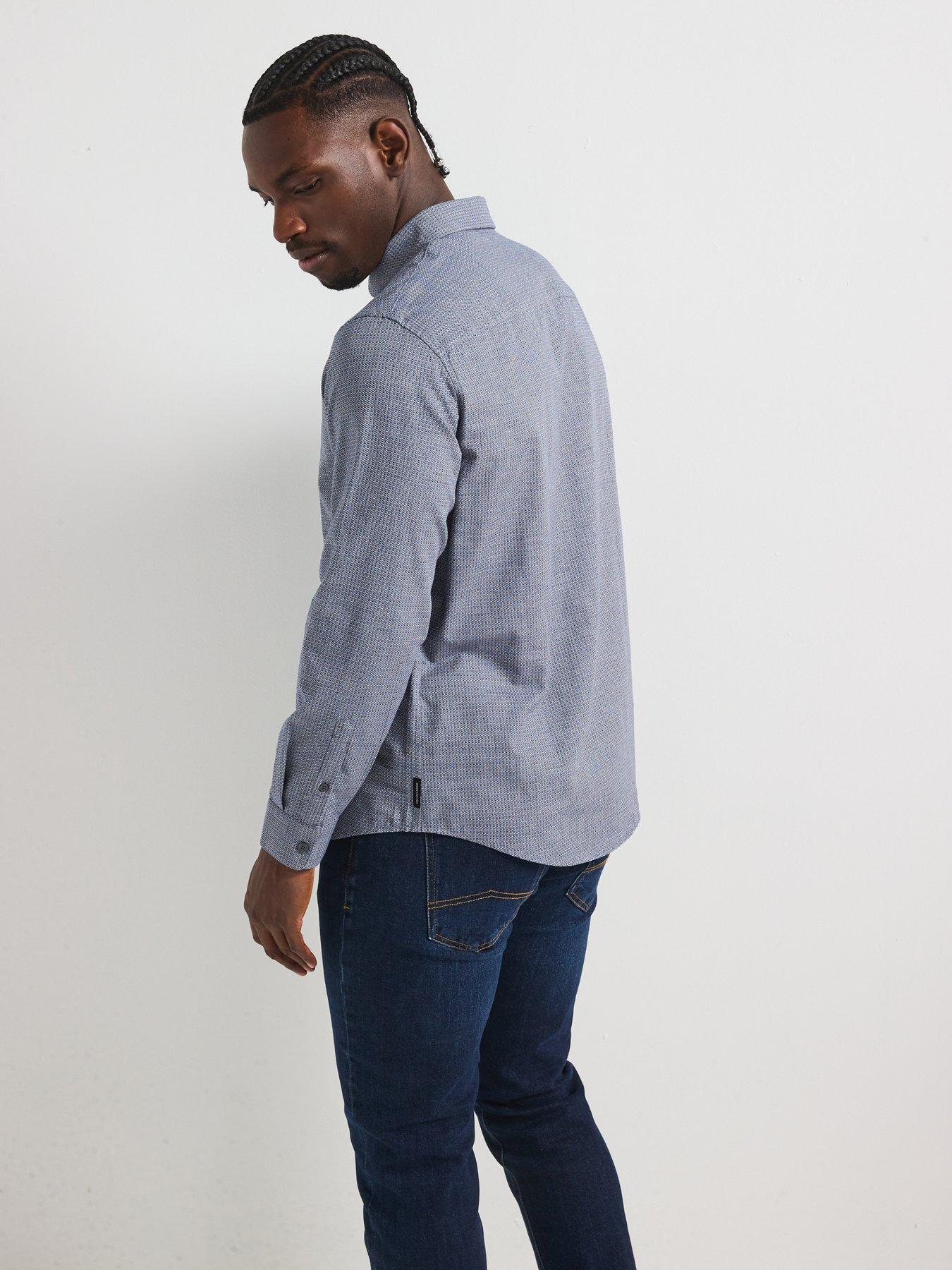  image of armani-exchange-printed-shirt-blue