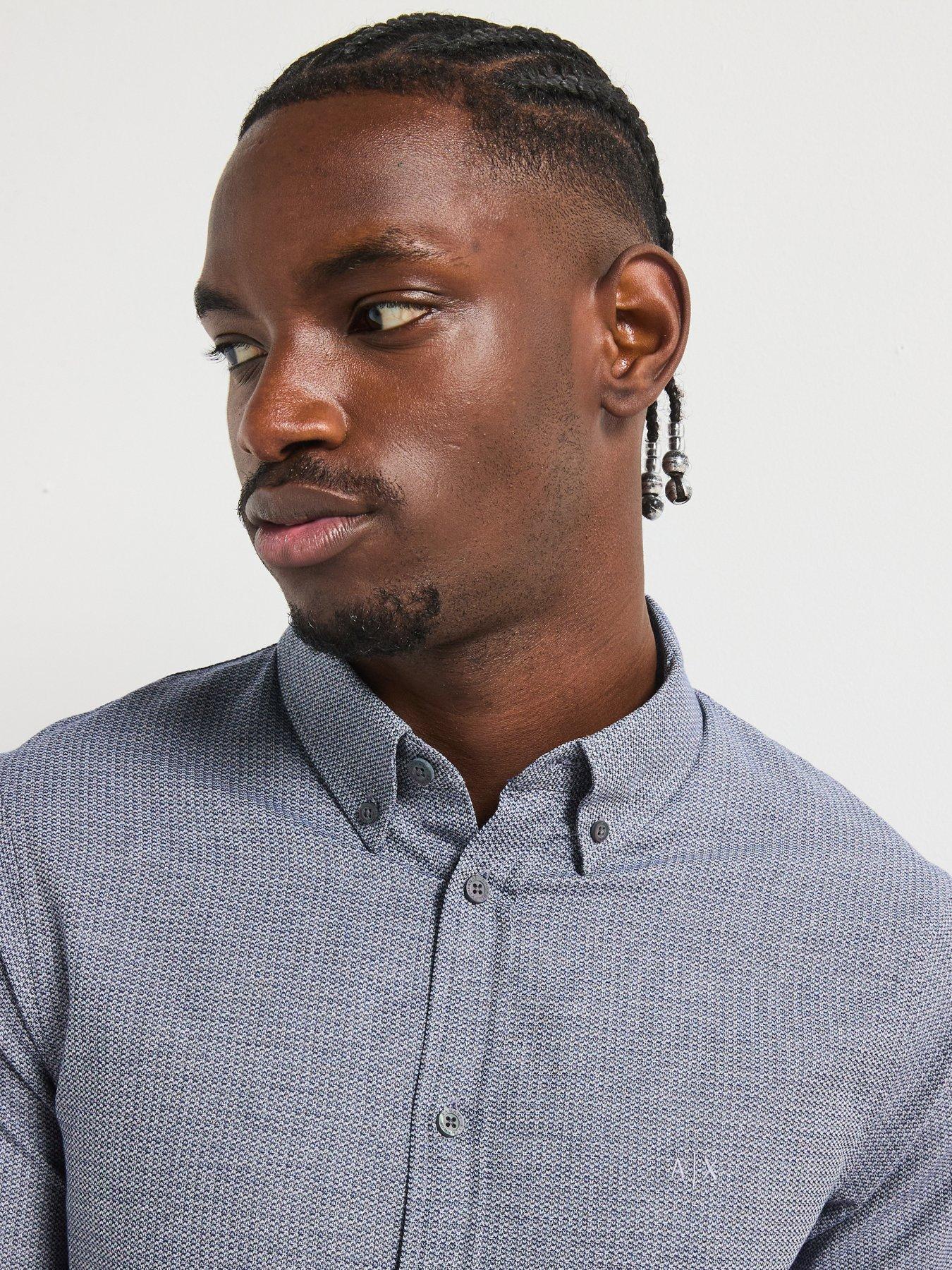  image of armani-exchange-printed-shirt-blue