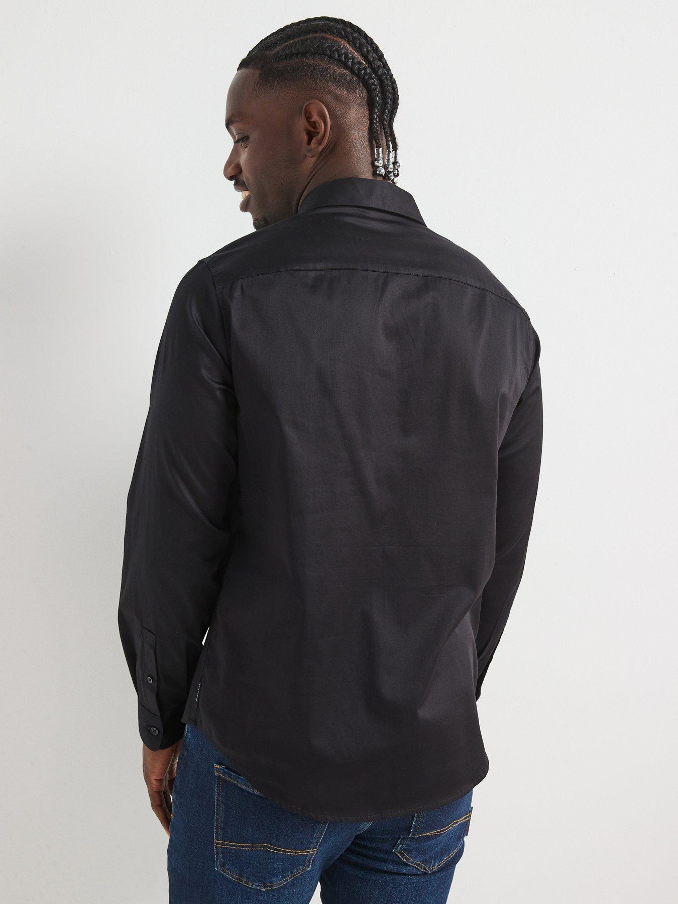  image of armani-exchange-icon-stretch-cotton-shirt-black