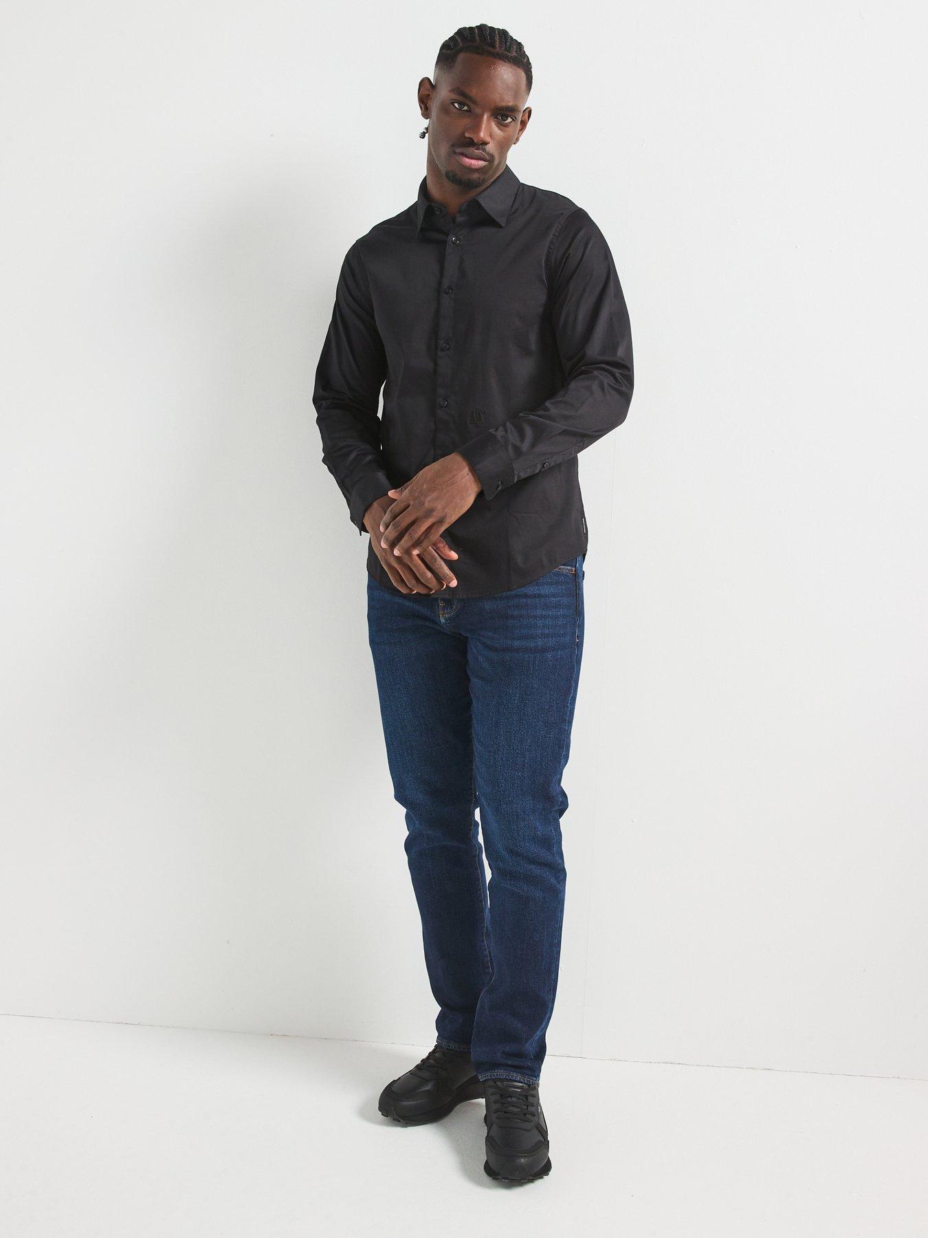  image of armani-exchange-icon-stretch-cotton-shirt-black