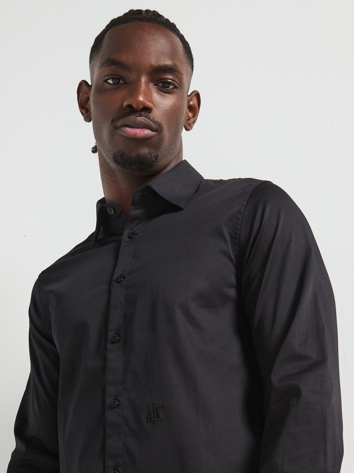  image of armani-exchange-icon-stretch-cotton-shirt-black