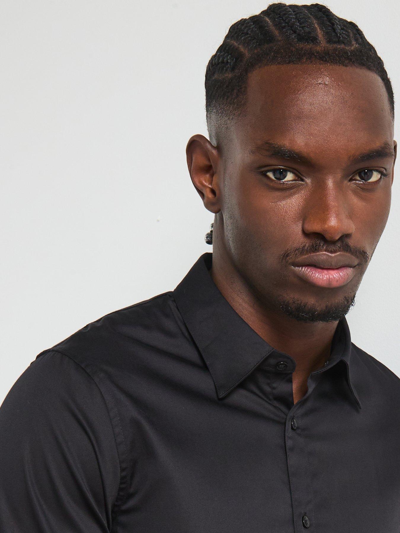  image of armani-exchange-icon-stretch-cotton-shirt-black