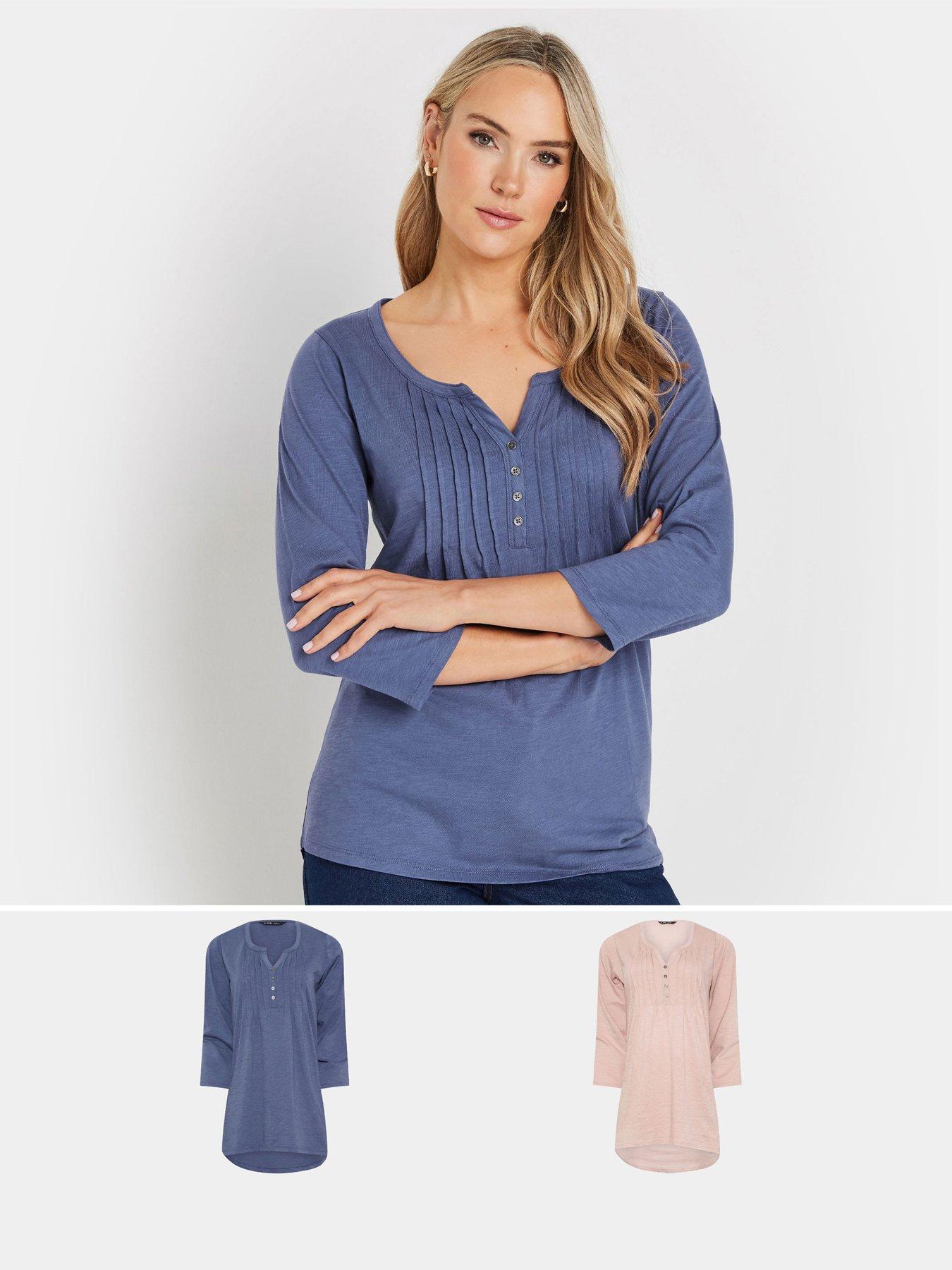 long-tall-sally-pintuck-henley-top-multi