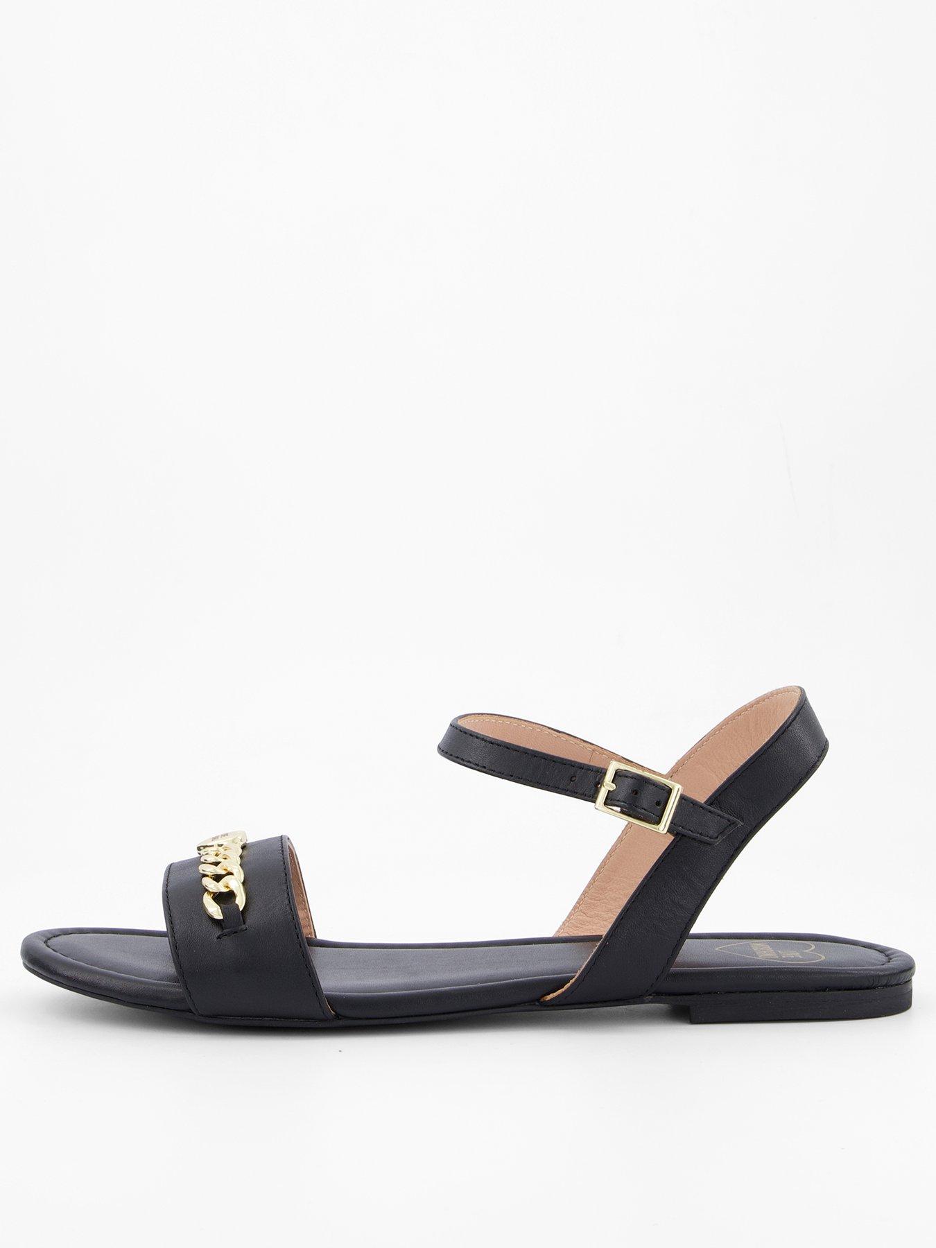 undefined Leather Flat Sandals - Black