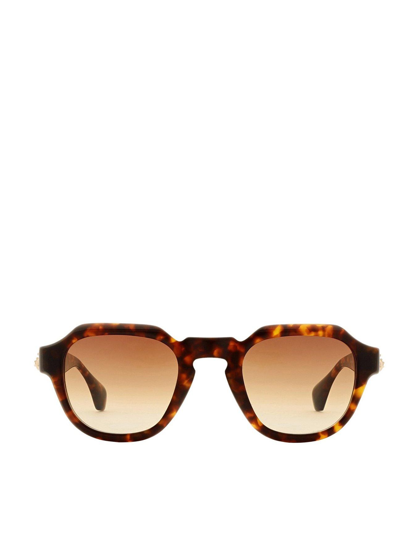 undefined Angled Rounded Frame With Keyhole Bridge Sunglasses - Tort