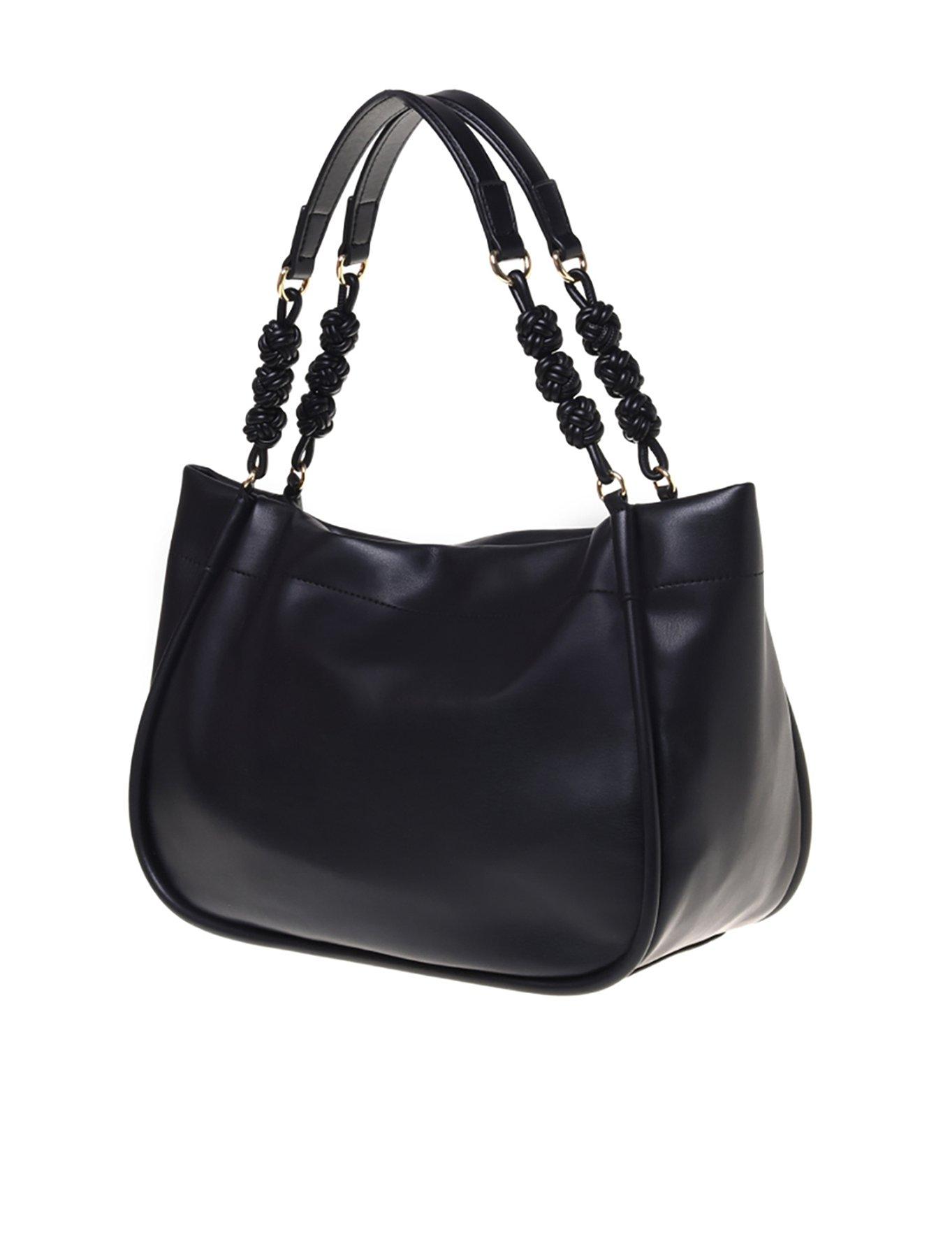  image of love-moschino-braided-strap-tote-bag-black